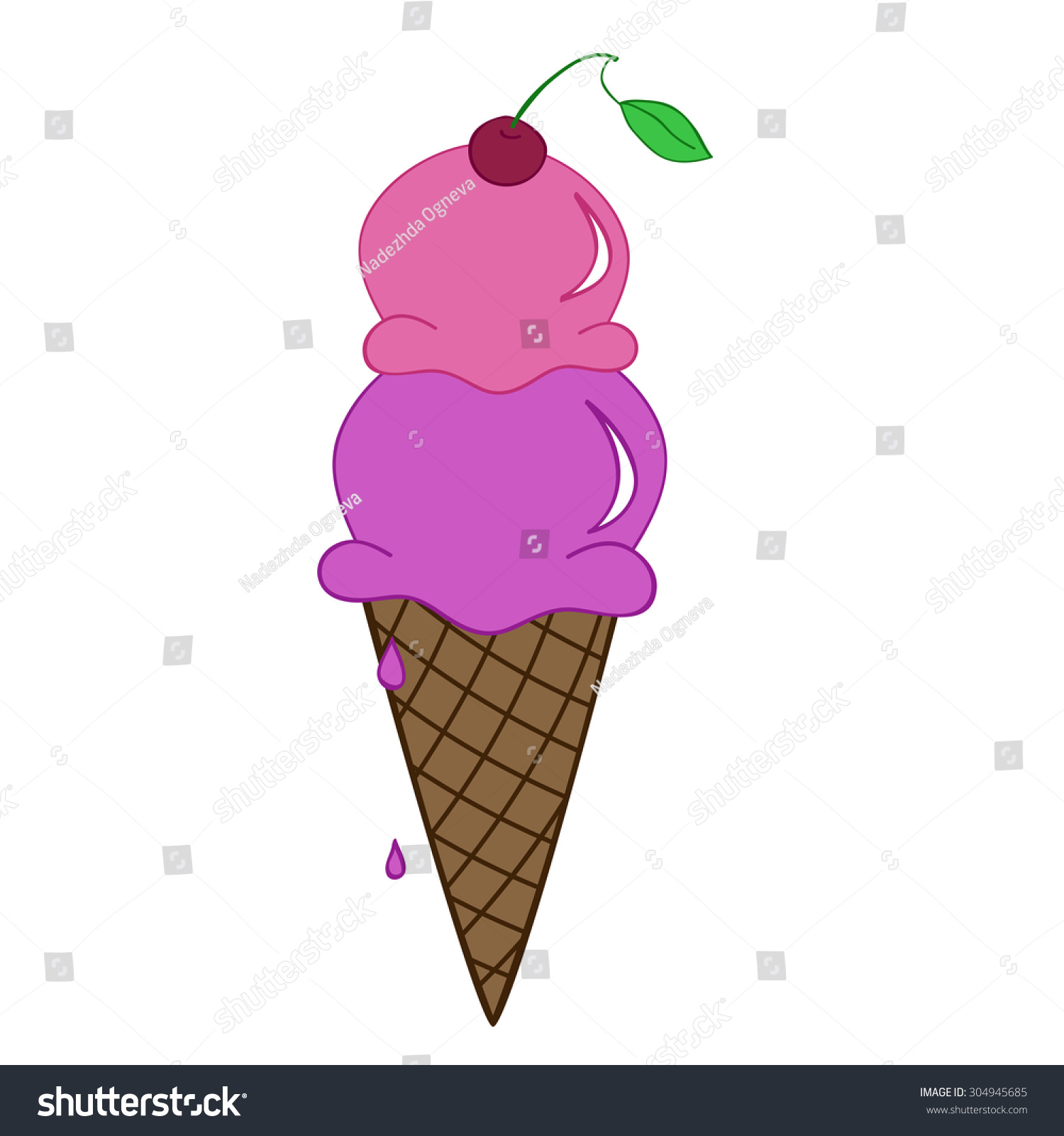 Sweet Double Waffle Scoop Ice Cream Stock Vector (Royalty Free ...