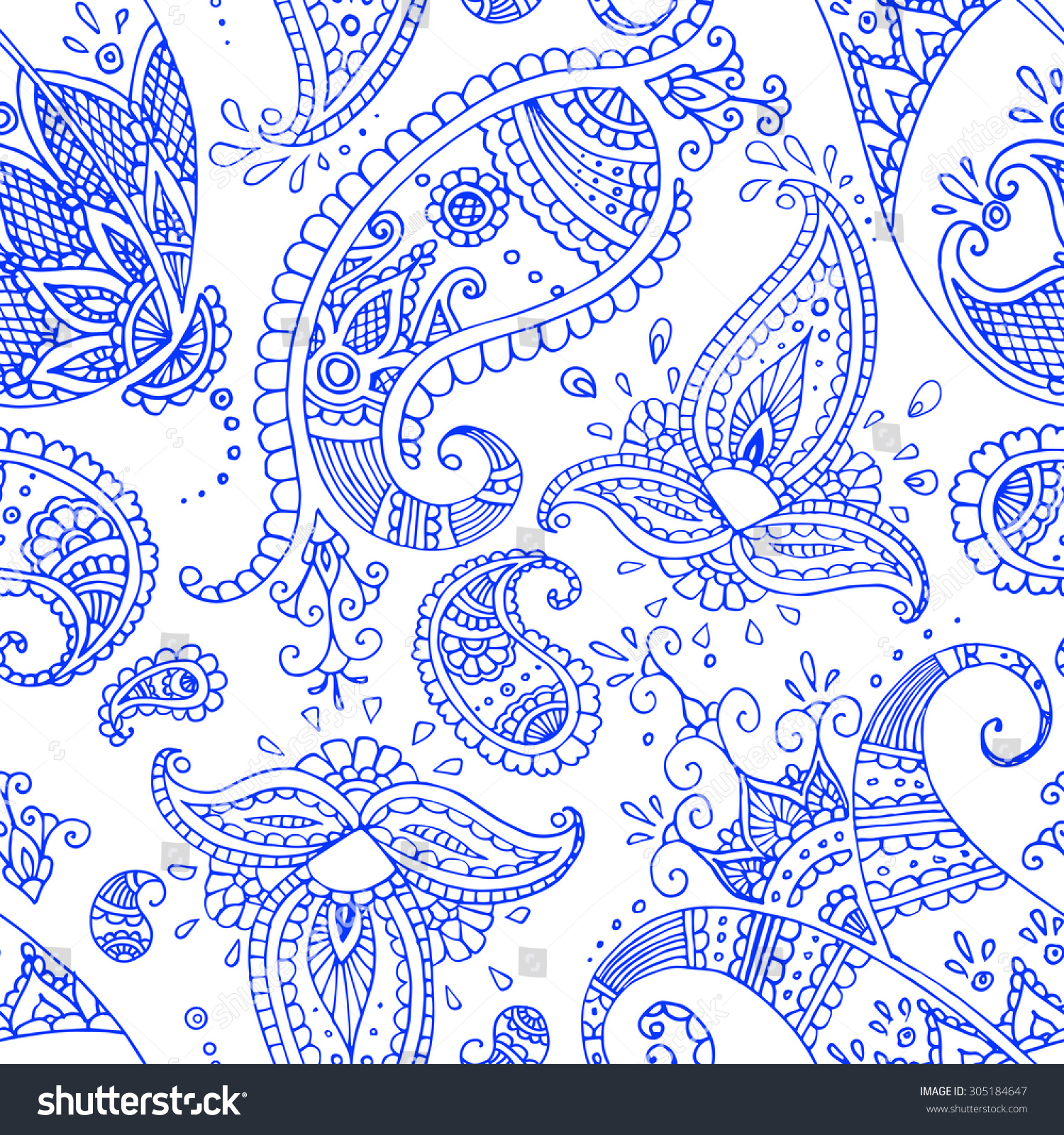 Ethnic Indian Paisley Seamless Pattern Stock Vector (Royalty Free ...