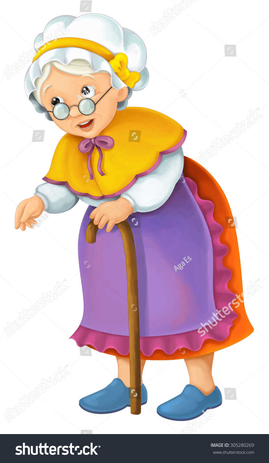 Cartoon Older Woman Illustration Children Stock Illustration 305280269 ...