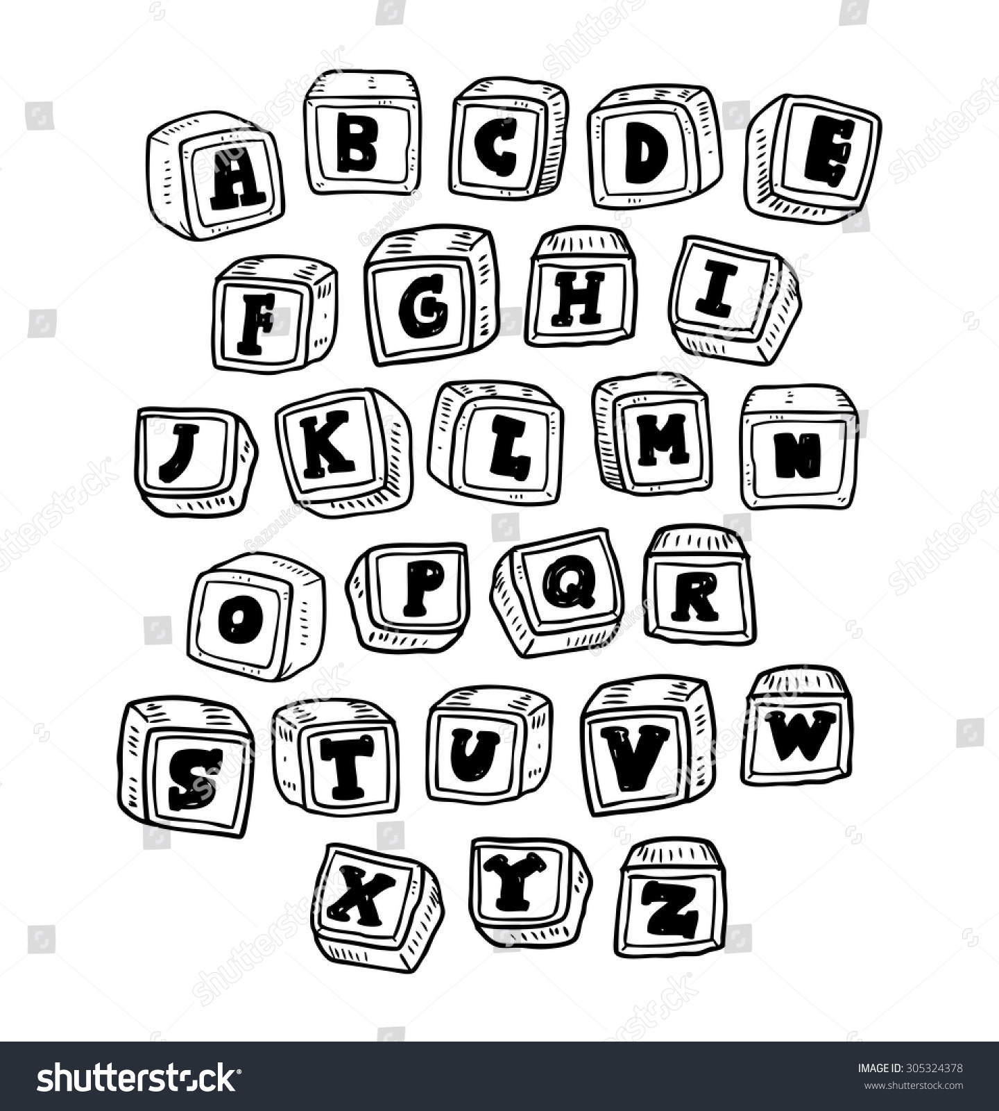 Sketchy Alphabet Block Stock Vector (Royalty Free) 305324378 | Shutterstock