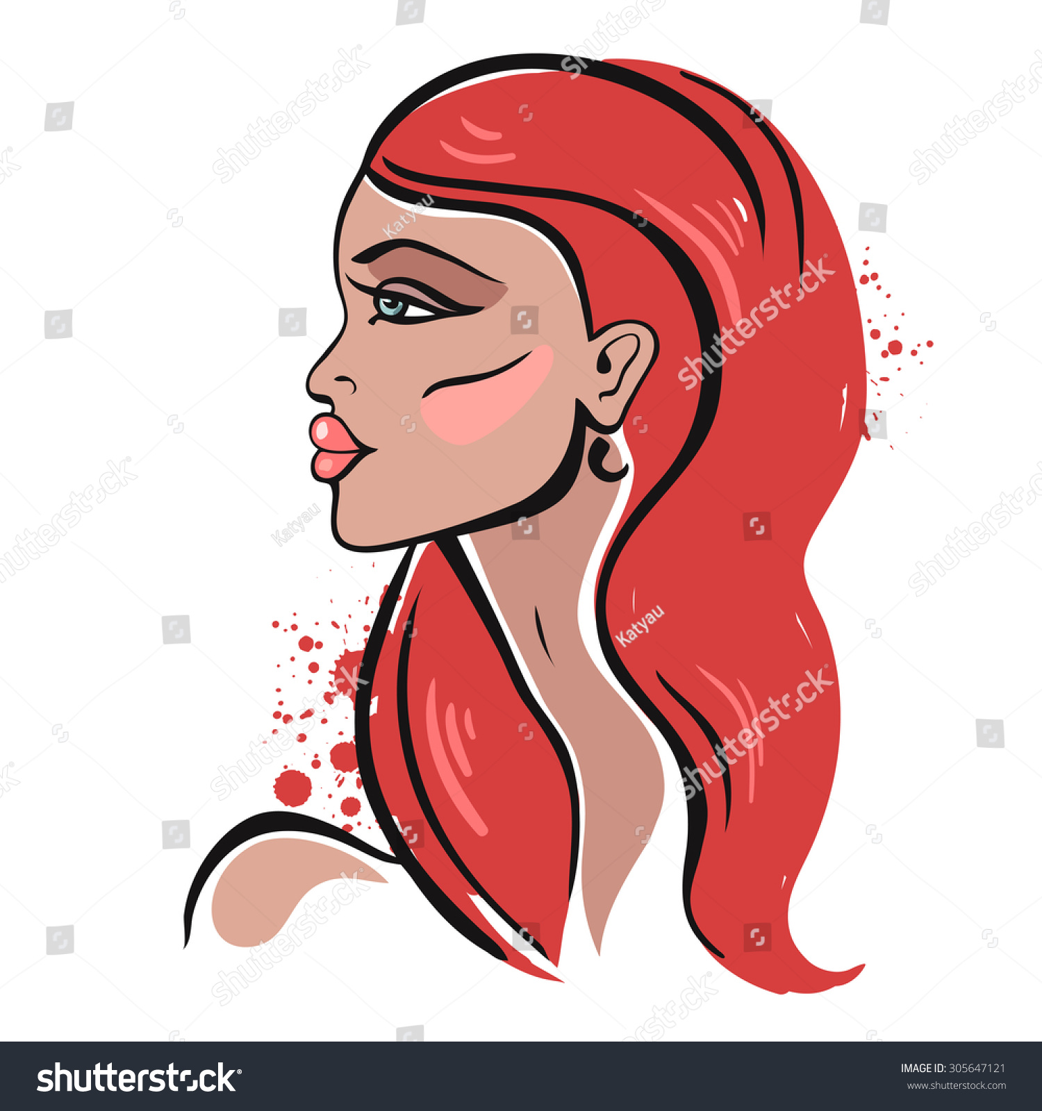 Beautiful Woman Portrait Hand Drawn Fashion Stock Vector Royalty Free 305647121 Shutterstock 