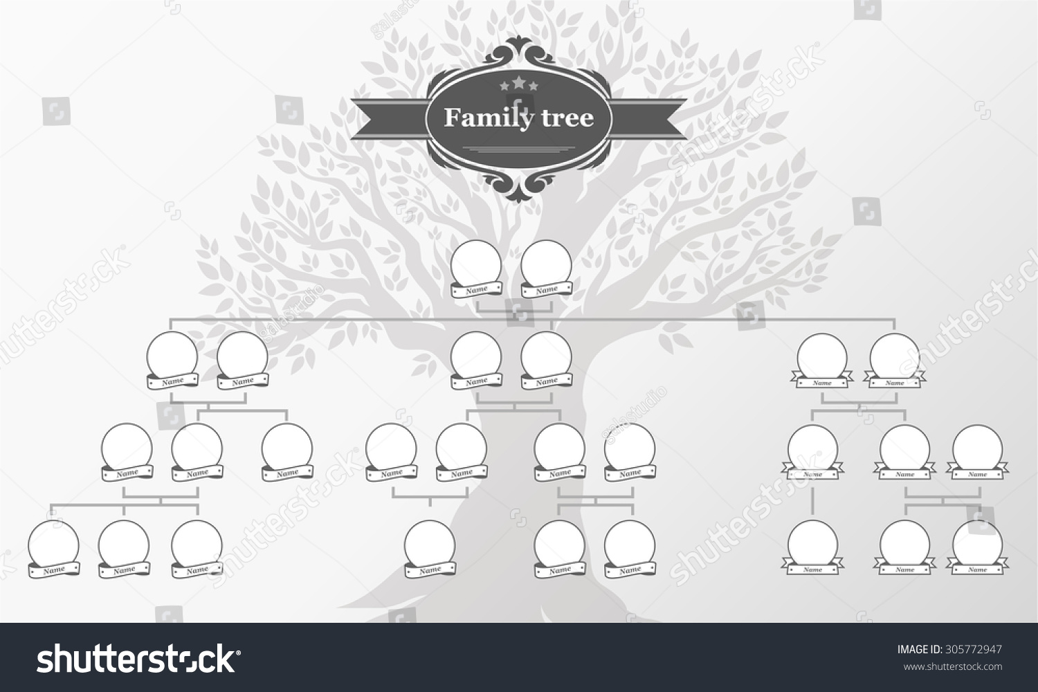 Дерево семьи шаблон черно белый