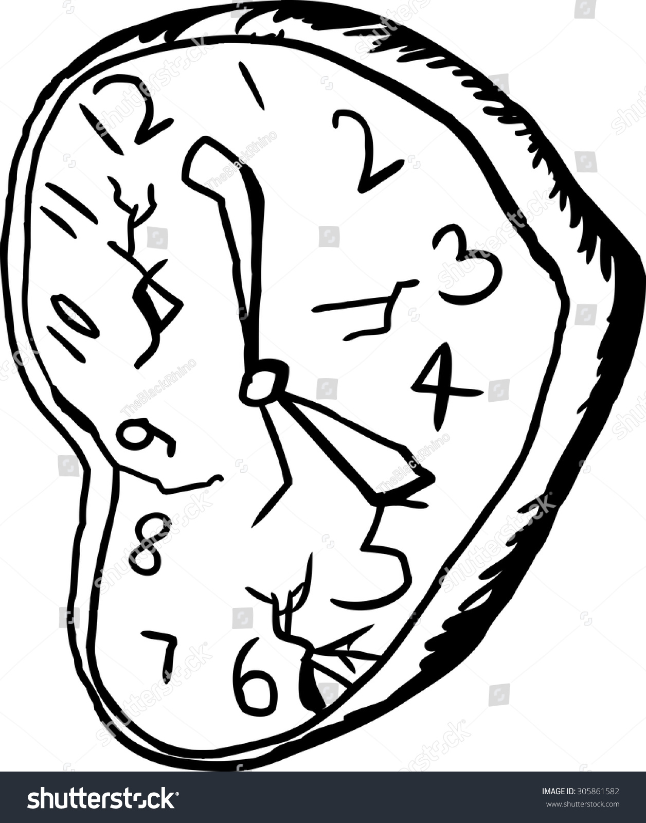 Cartoon Outline Shattered Broken Clock เวกเตอร์สต็อก (ปลอดค่าลิขสิทธิ์
