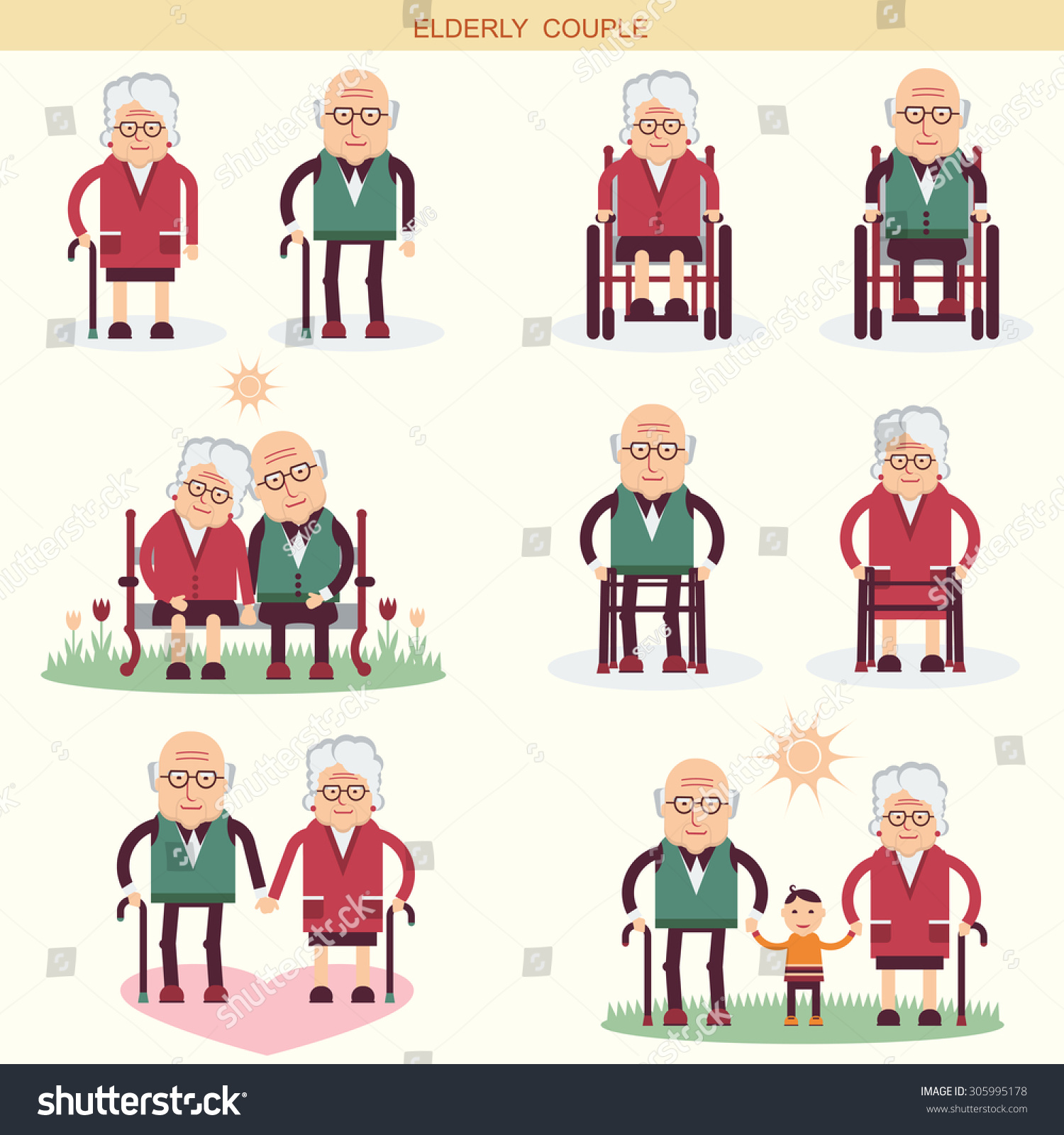 Retirement Life Old Peoplevector Icons Isolated Stock Vector (Royalty ...