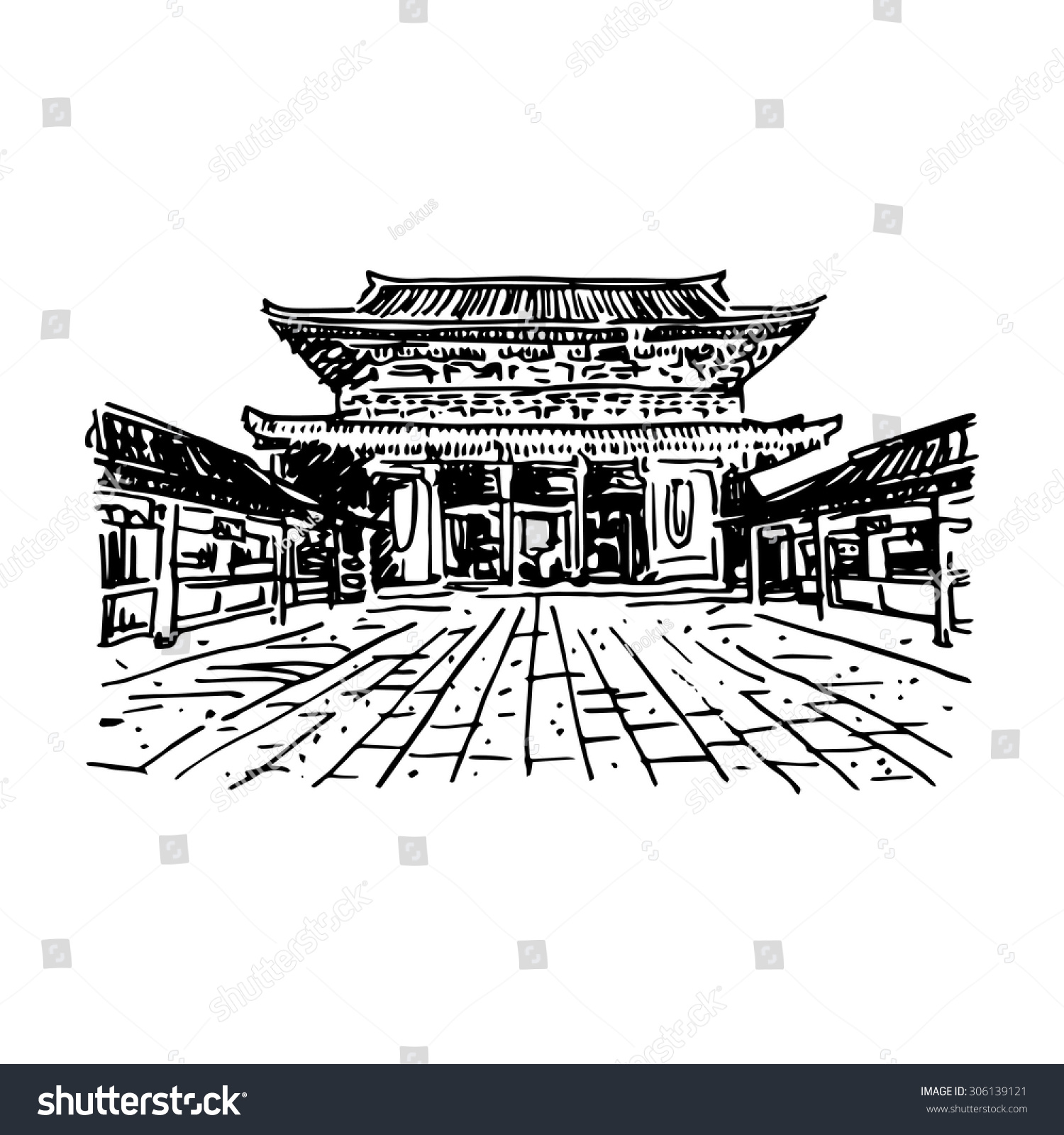 Buddhist Temple Sensoji Tokyo Japan Vector Stock Vector (Royalty Free ...