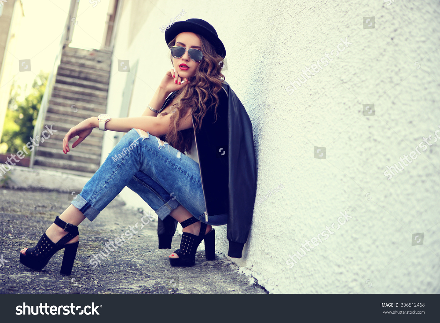 Fashion Model Long Curly Hair Wearing Stock Photo 306512468 | Shutterstock