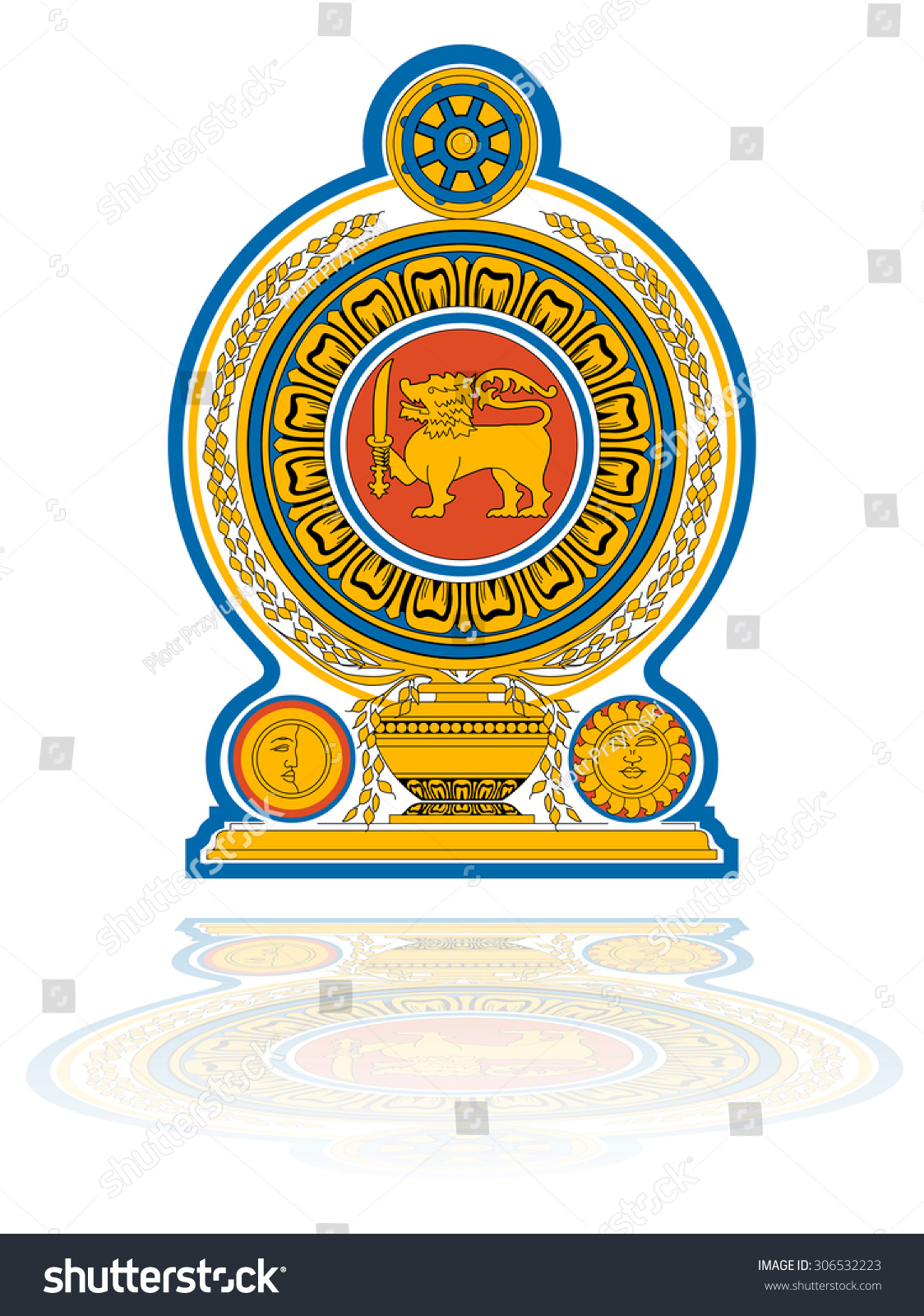 Sri Lanka Coat Arms Stock Vector (Royalty Free) 306532223 | Shutterstock