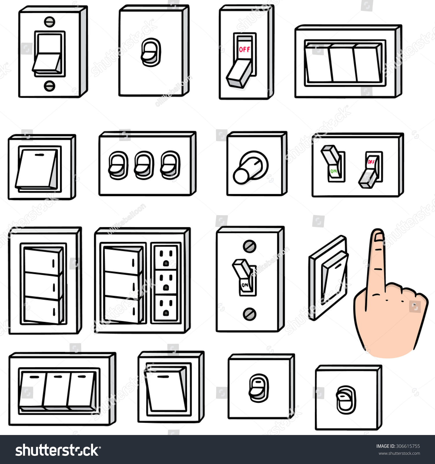 Vector Set Electric Switch Stock Vector (Royalty Free) 306615755 ...