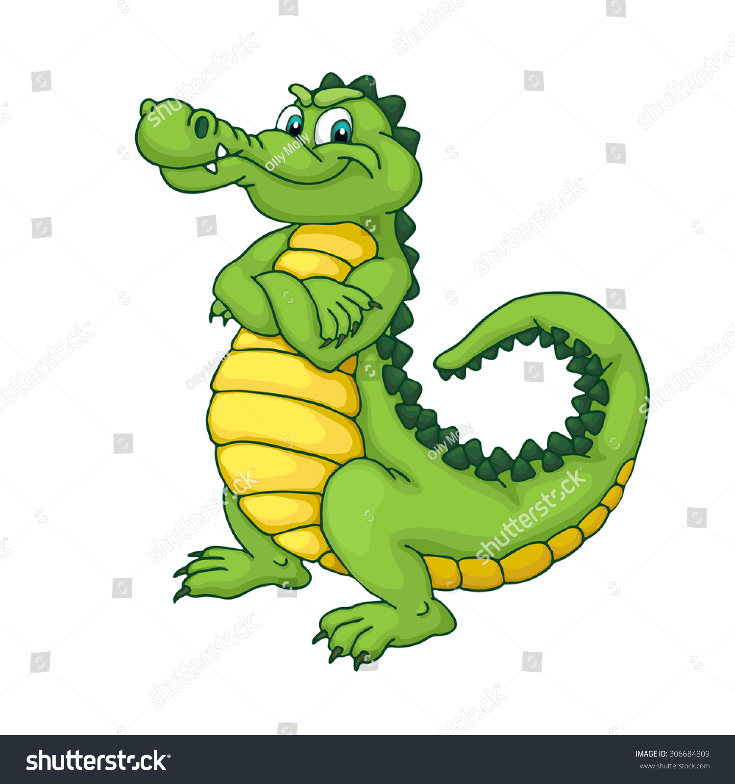 Cute Cartoon Crocodile Happy Green Alligator Stock Illustration ...