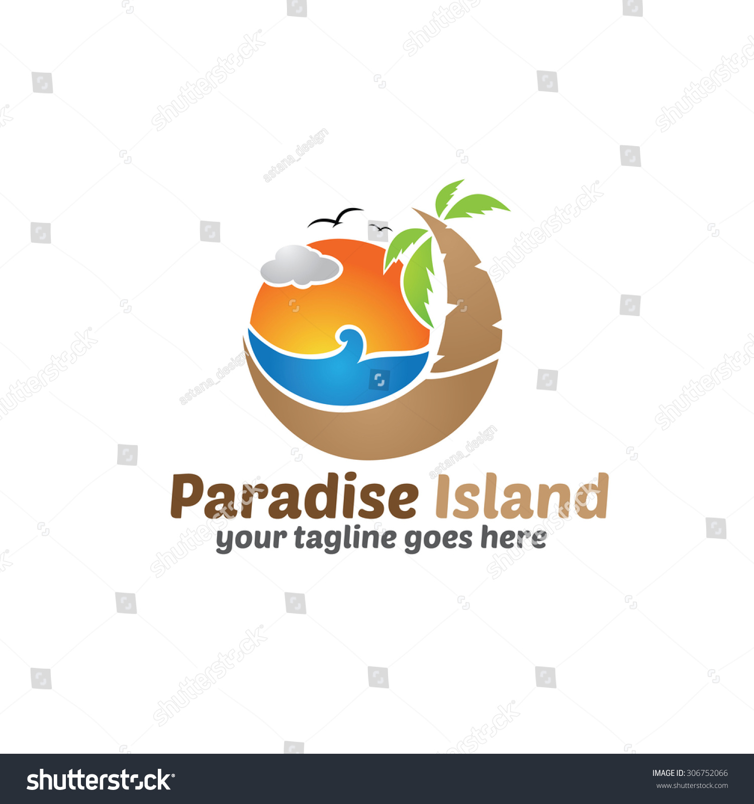 Paradise Island Logo Template Stock Vector Royalty Free 306752066 Shutterstock