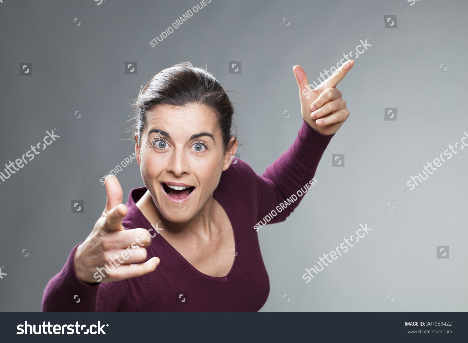 Success Concept Dynamic Young Woman Showing Stock Photo 307053422 ...