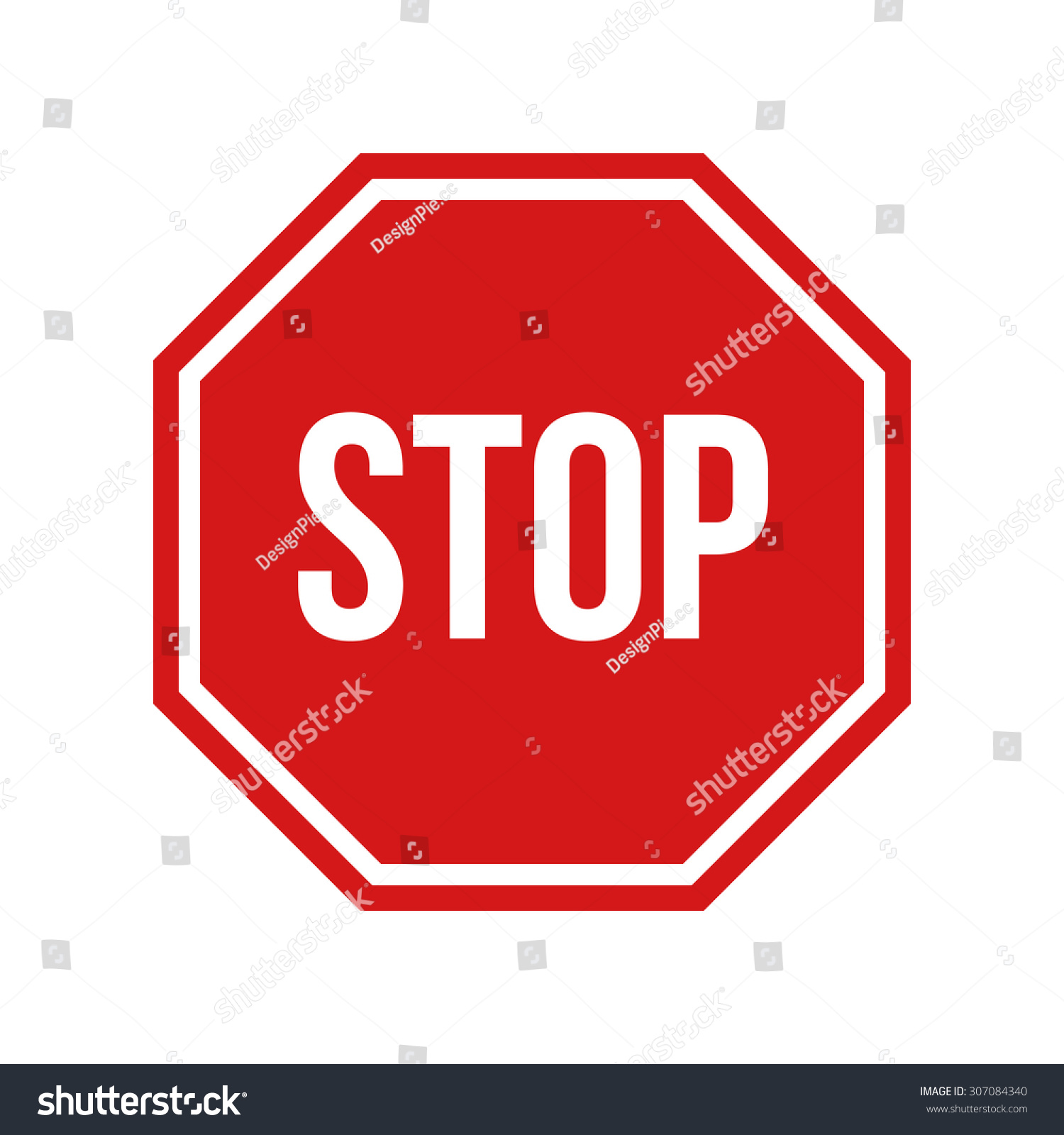 Vector Illustration Red Stop Sign Stock Vector (Royalty Free) 307084340 ...