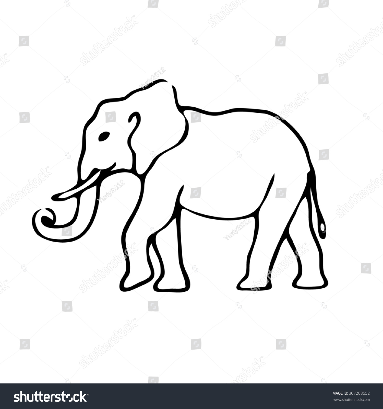 Эскиз слона сбоку