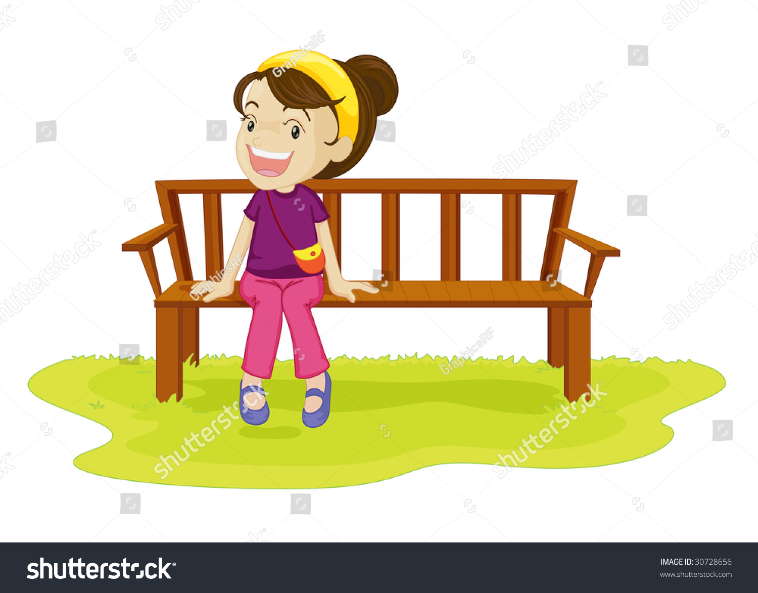 Девочка на скамейке иллюстрация