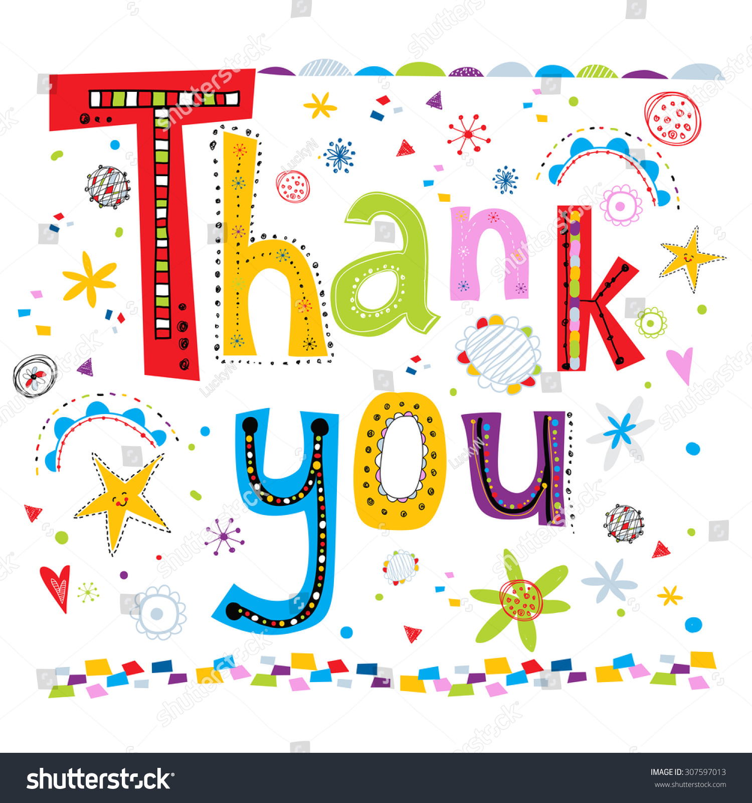 Thank You Greeting Card Hand Lettering Stock Vector (Royalty Free ...