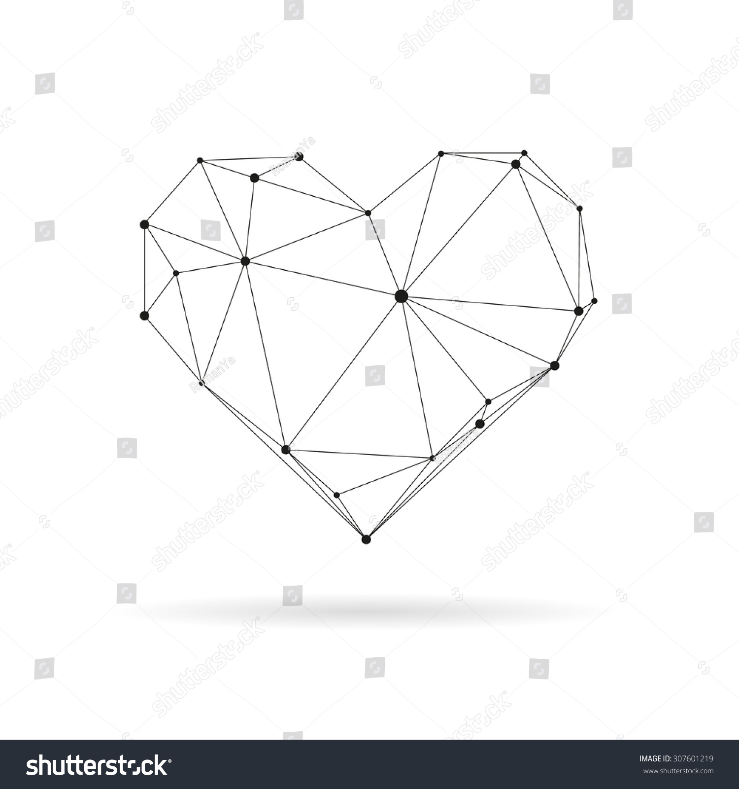 Geometric Heart Design Silhouette Black Line Stock Vector (Royalty Free ...