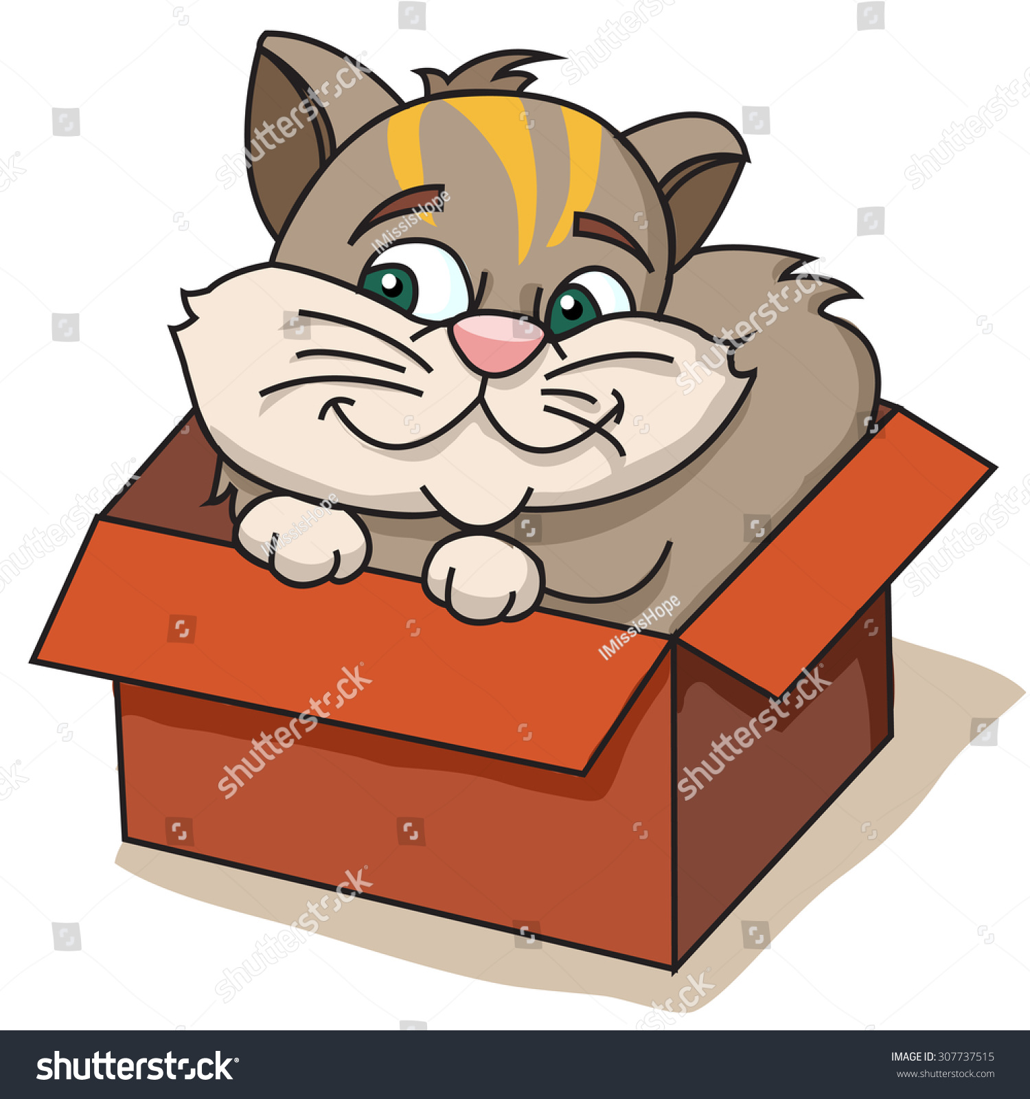 Cat Is Under The Box, Transparent Png cute cat mascot in carton box charact...