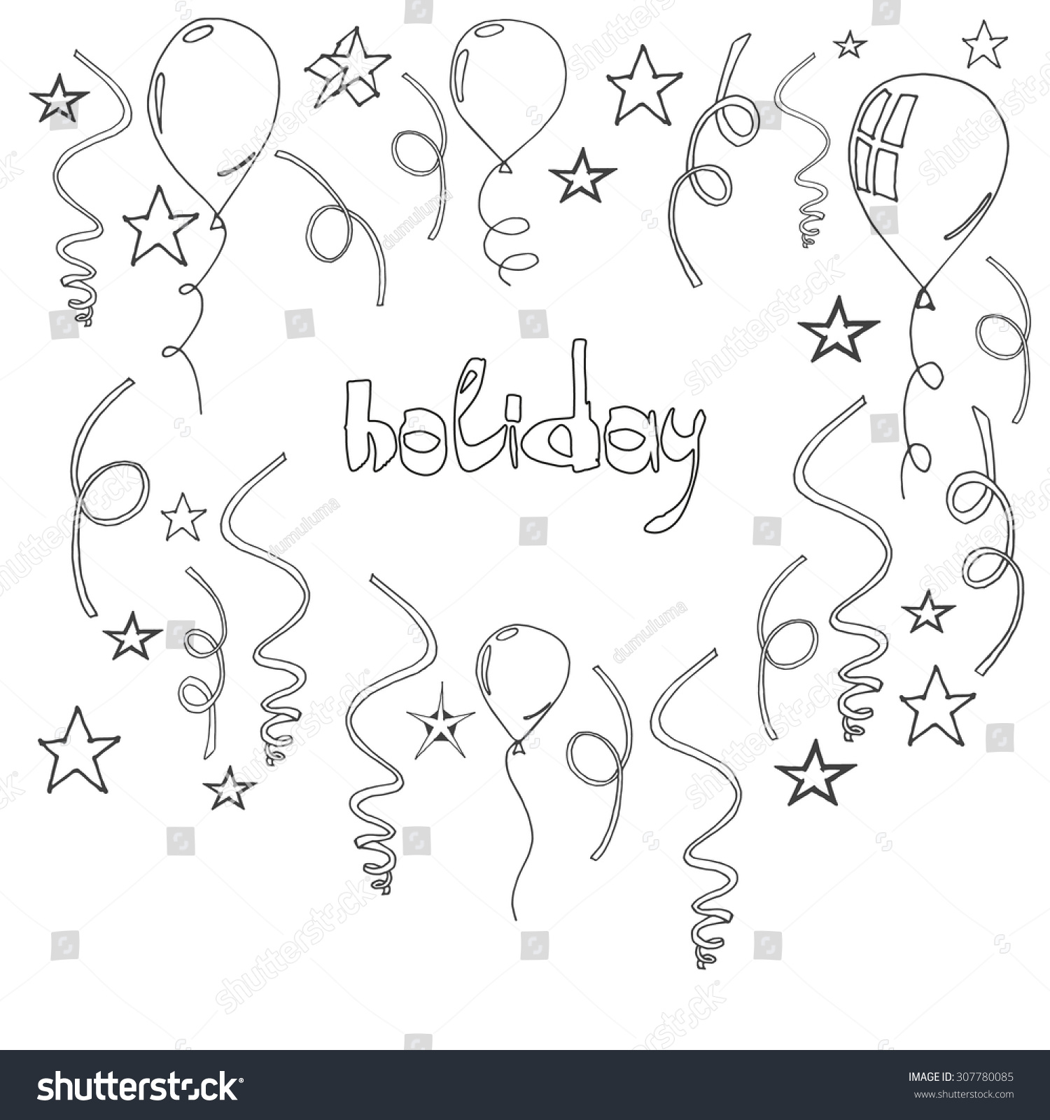 Drawing Balloons Confetti Stock Vector (Royalty Free) 307780085 ...