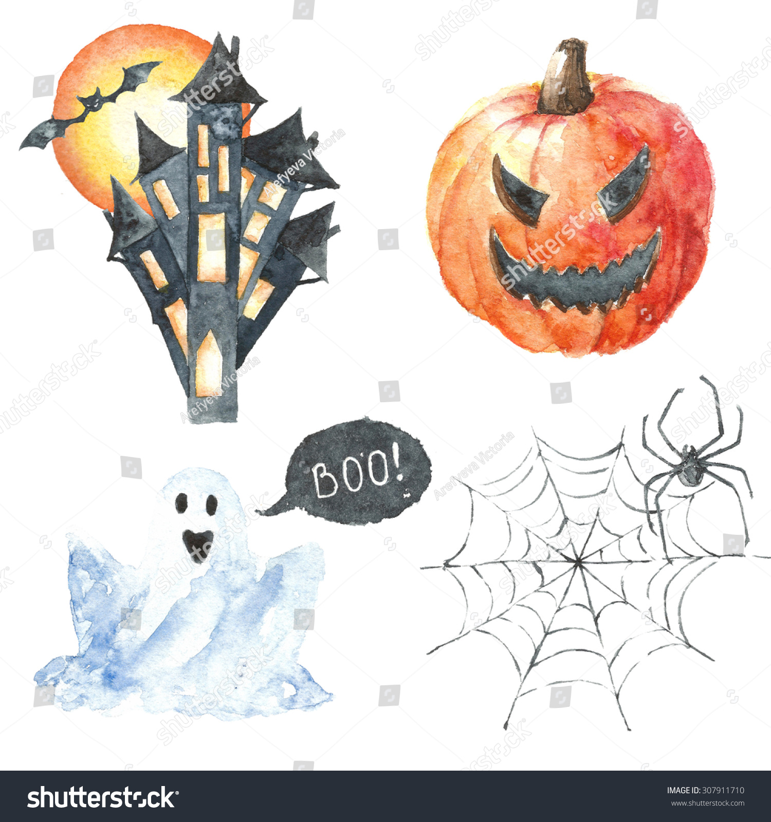 Рисунки к Хэллоуину акварелью