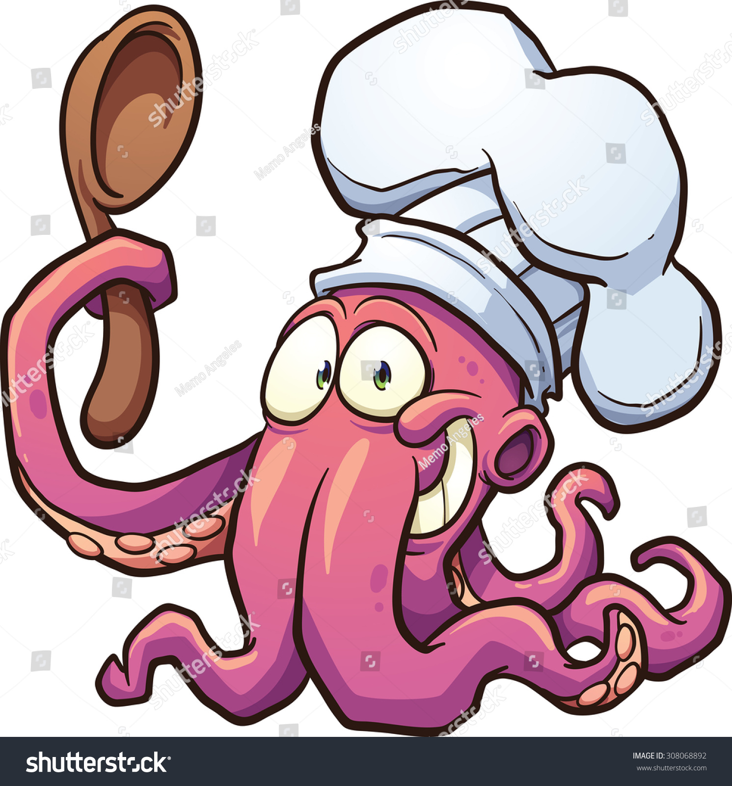 Octopus Chef Holding Spoon Vector Clip Stock Vector (Royalty Free ...