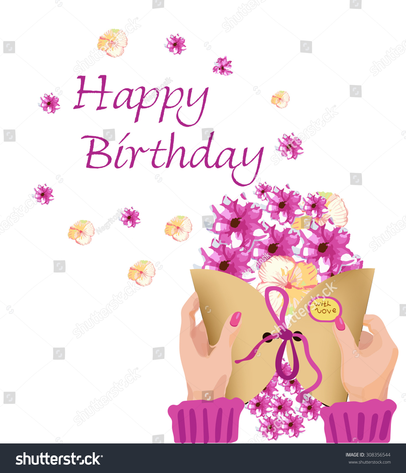 Happy Birthday Card Happy Birthday Greeting Card Happy Birthday Womens Hands Stock Vector (Royalty Free)  308356544 | Shutterstock