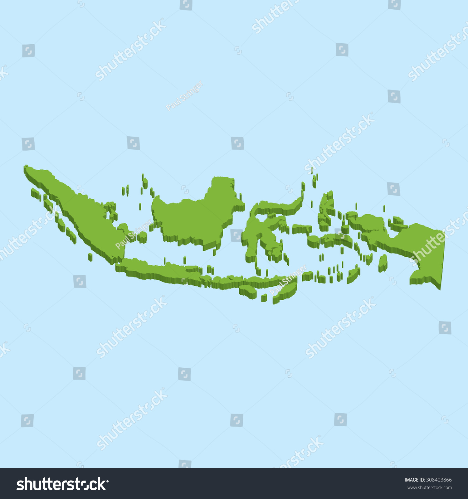 3d Map On Blue Water Background Stock Vector (Royalty Free) 308403866 ...