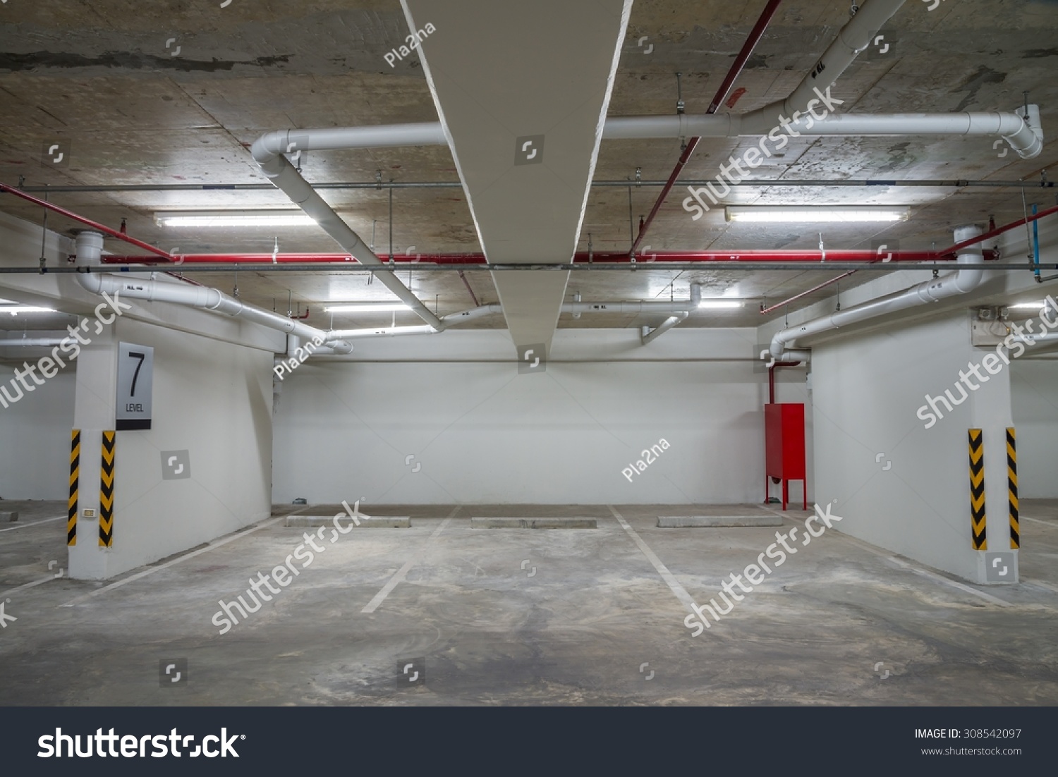 Parking Garage Interior Neon Lights Dark Stock Photo 308542097 ...