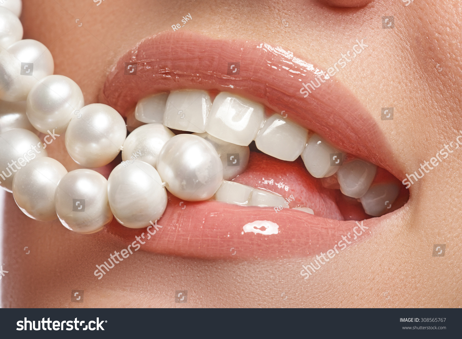 Perfect Smile Beautiful Natural Full Lips Stock Photo 308565767 ...