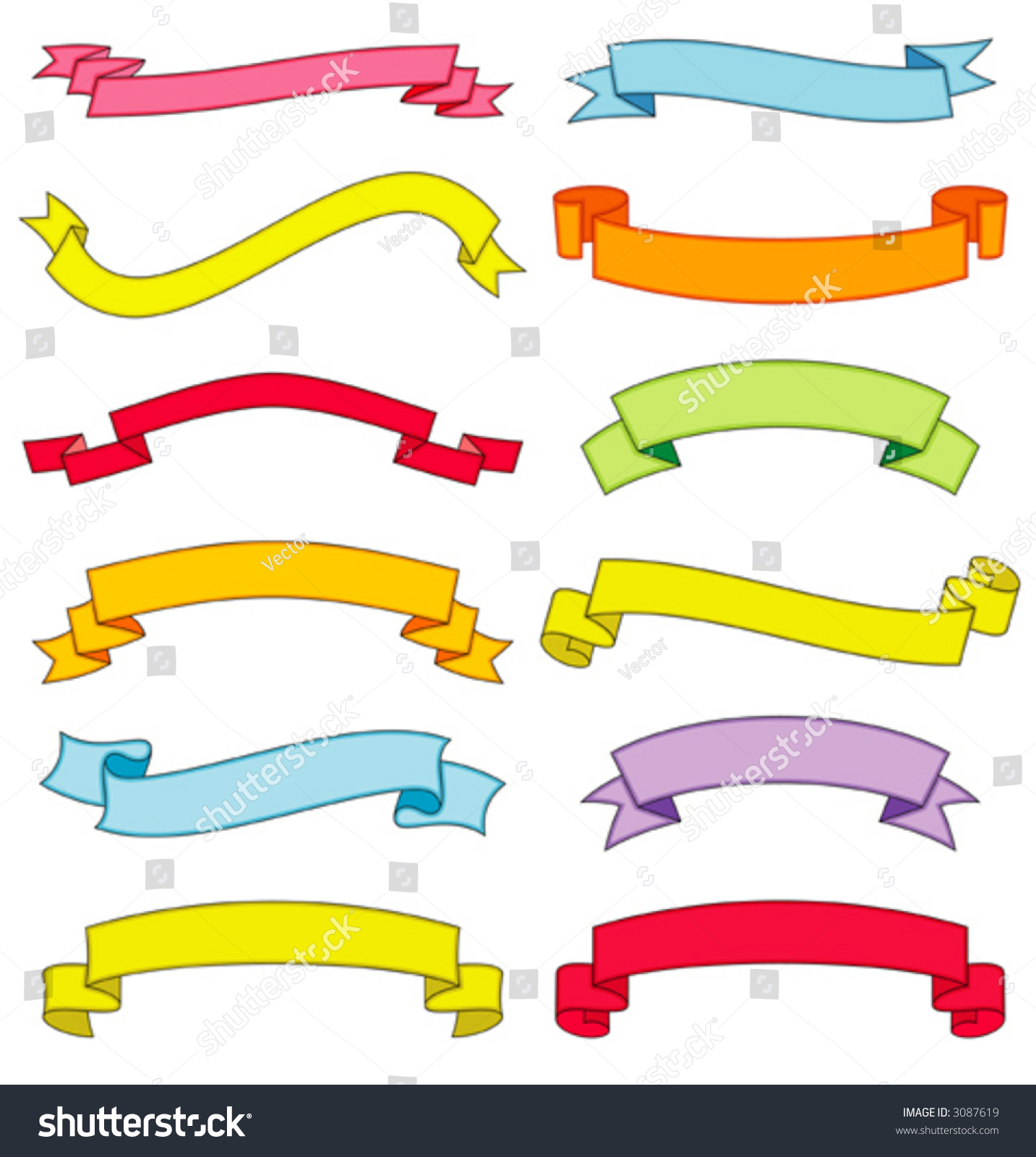 Set Vector Ribbons Scrolls Stock Vector Royalty Free Shutterstock