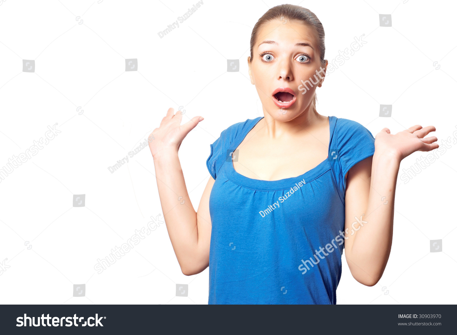 Young Pretty Surprised Woman Hands Stock Photo 30903970 | Shutterstock