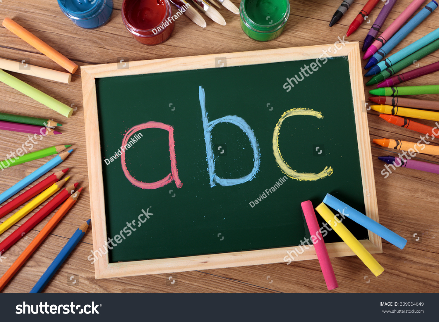 Abc Alphabet Blackboard School Desk Preschool Stock Photo 309064649 ...