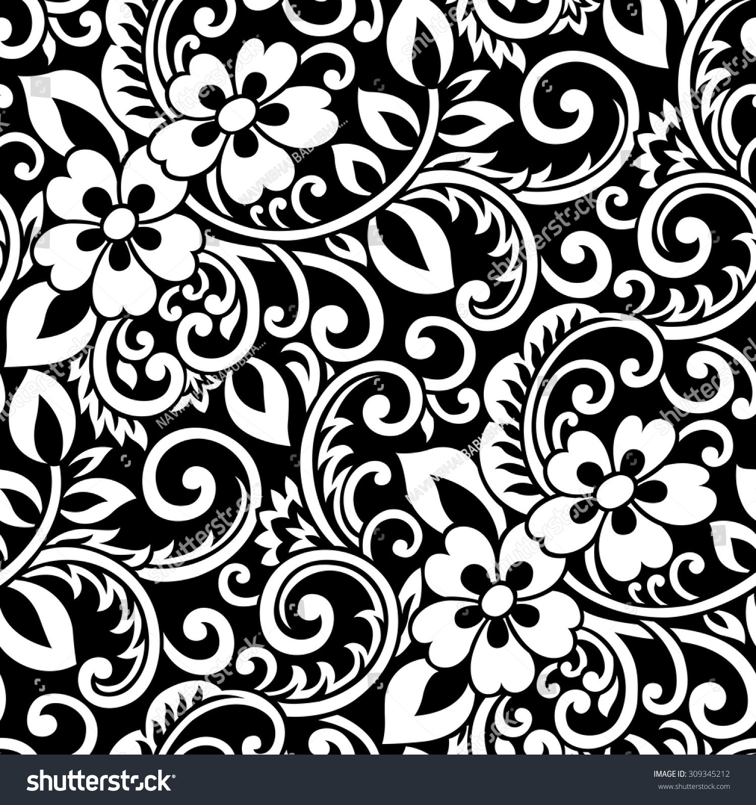 Seamless Damask Floral Pattern Stock Vector (Royalty Free) 309345212 ...