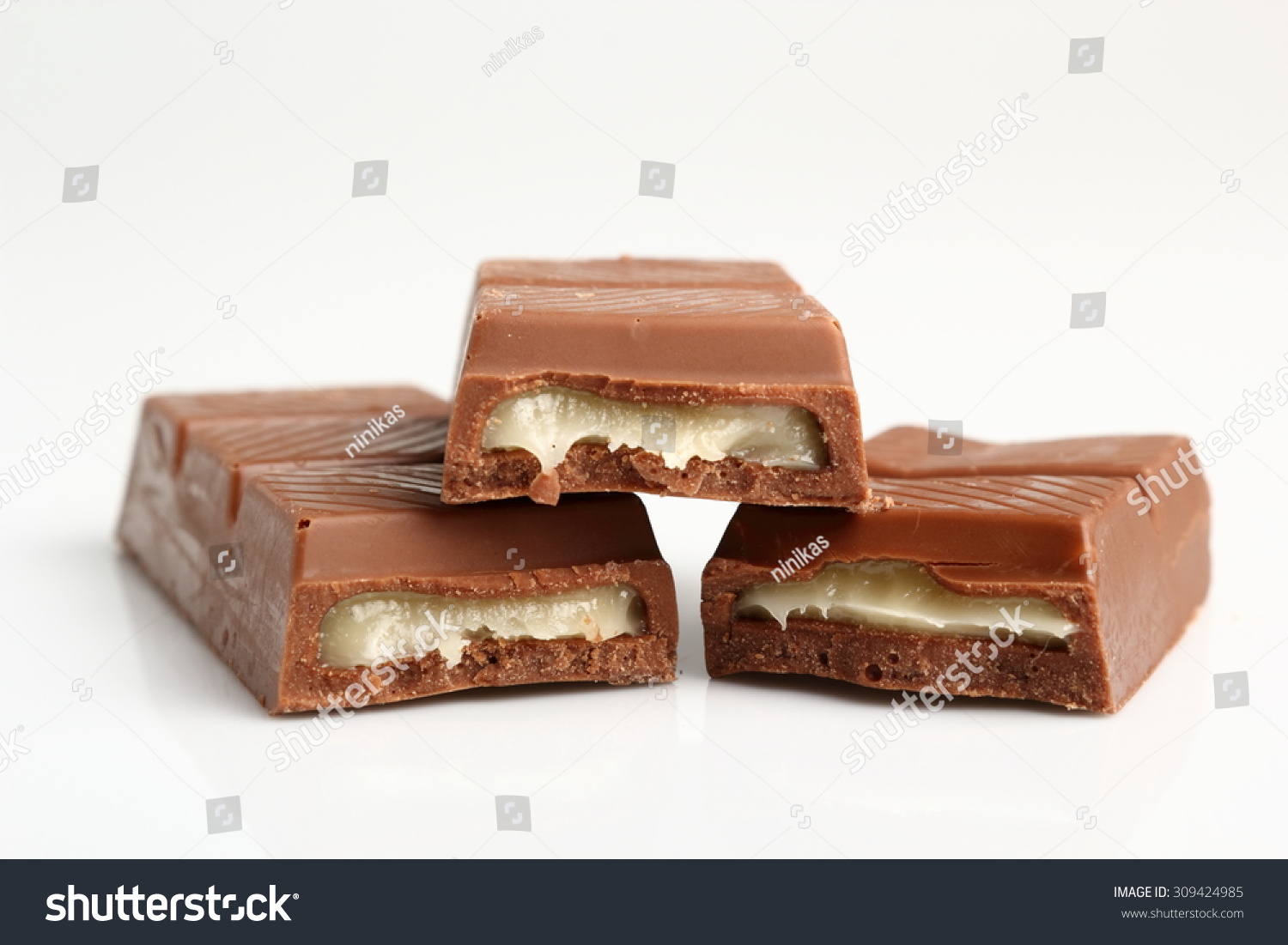Chocolate Bar Filling Isolated On White Stock Photo 309424985