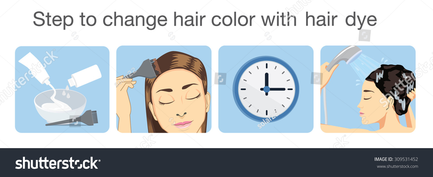 Step Change Hair Color Hair Dye Stock Vector (Royalty Free) 309531452 ...