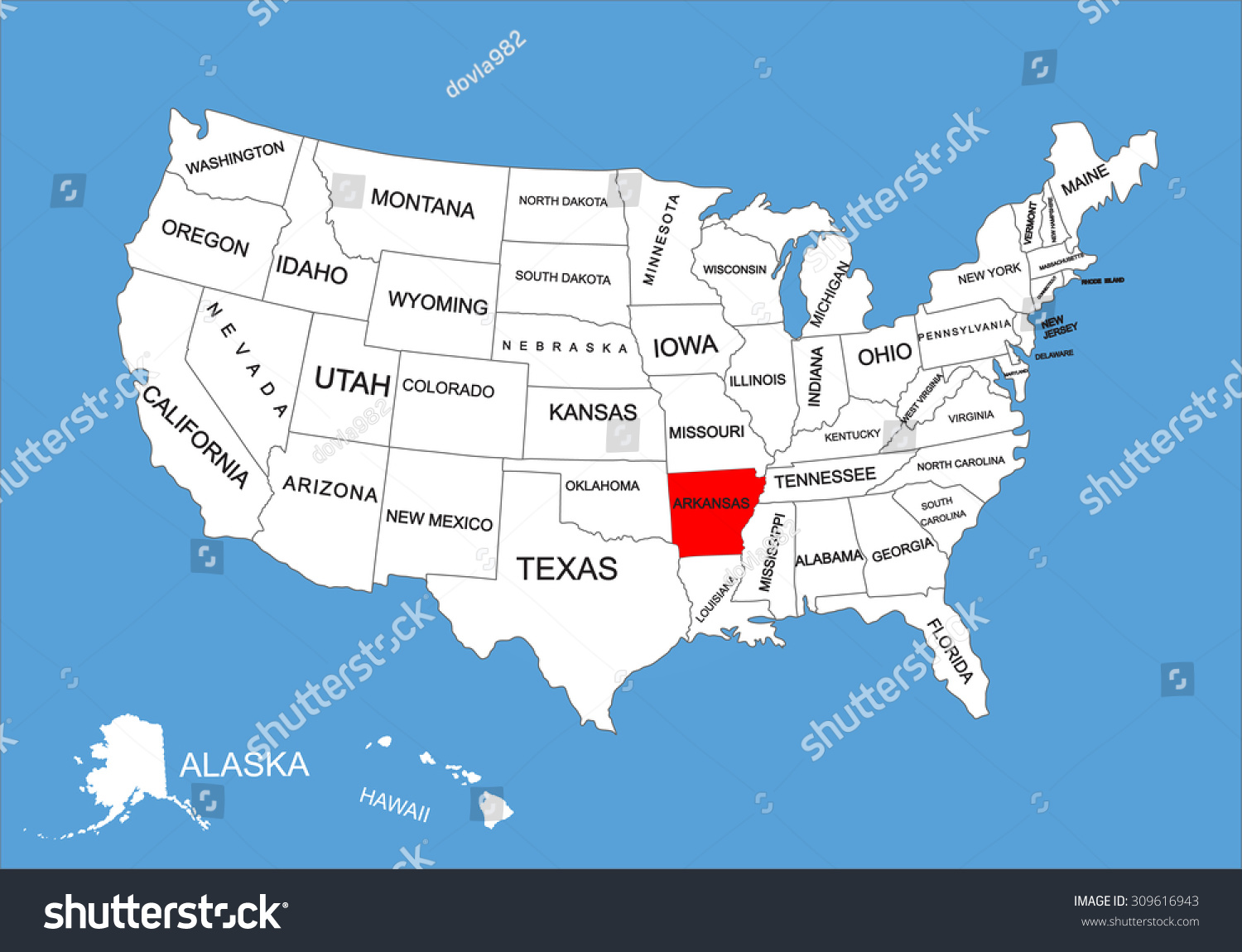 Stock Vector Arkansas State Usa Vector Map Isolated On United States Map Editable Blank Vector Map Of Usa 309616943 