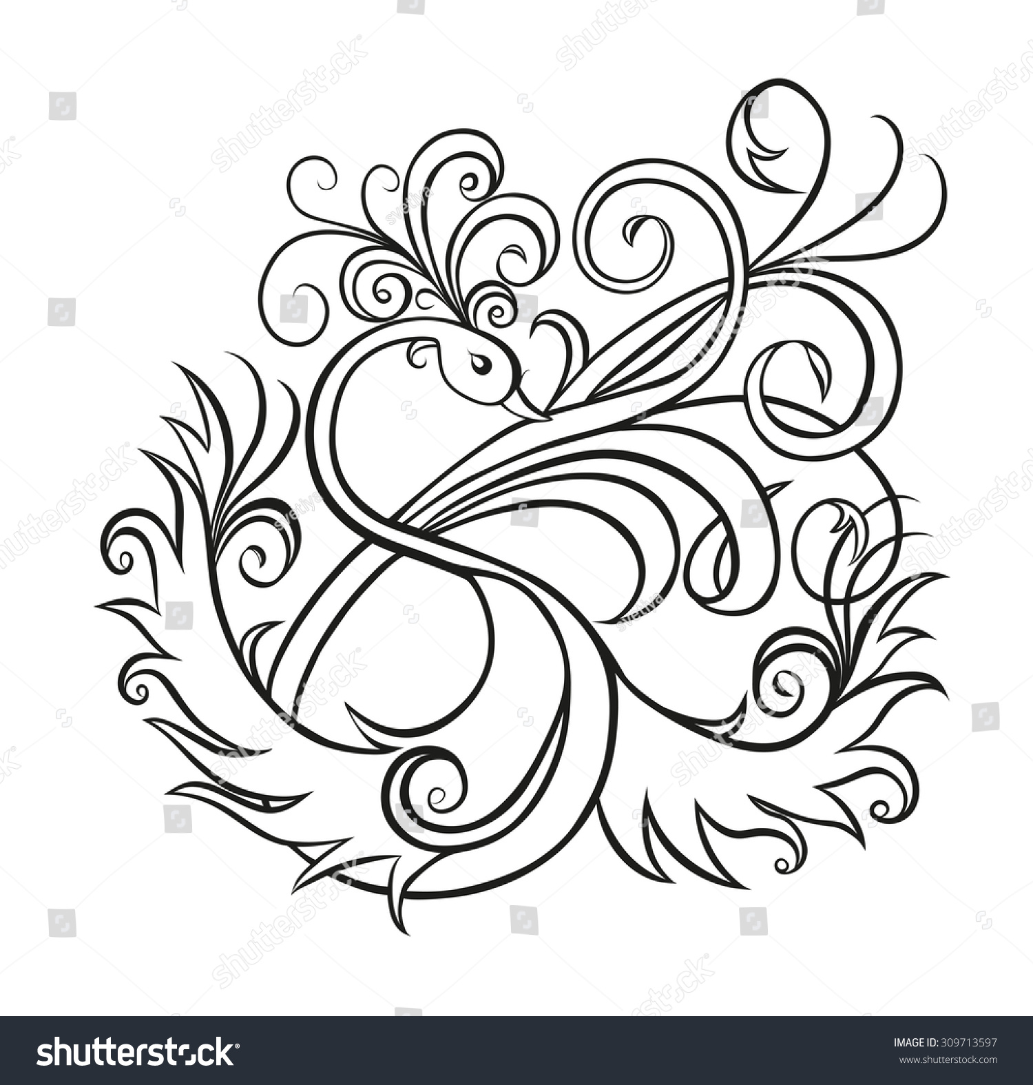 Fantasy Bird Tuft On Head Spread Stock Vector (Royalty Free) 309713597 ...