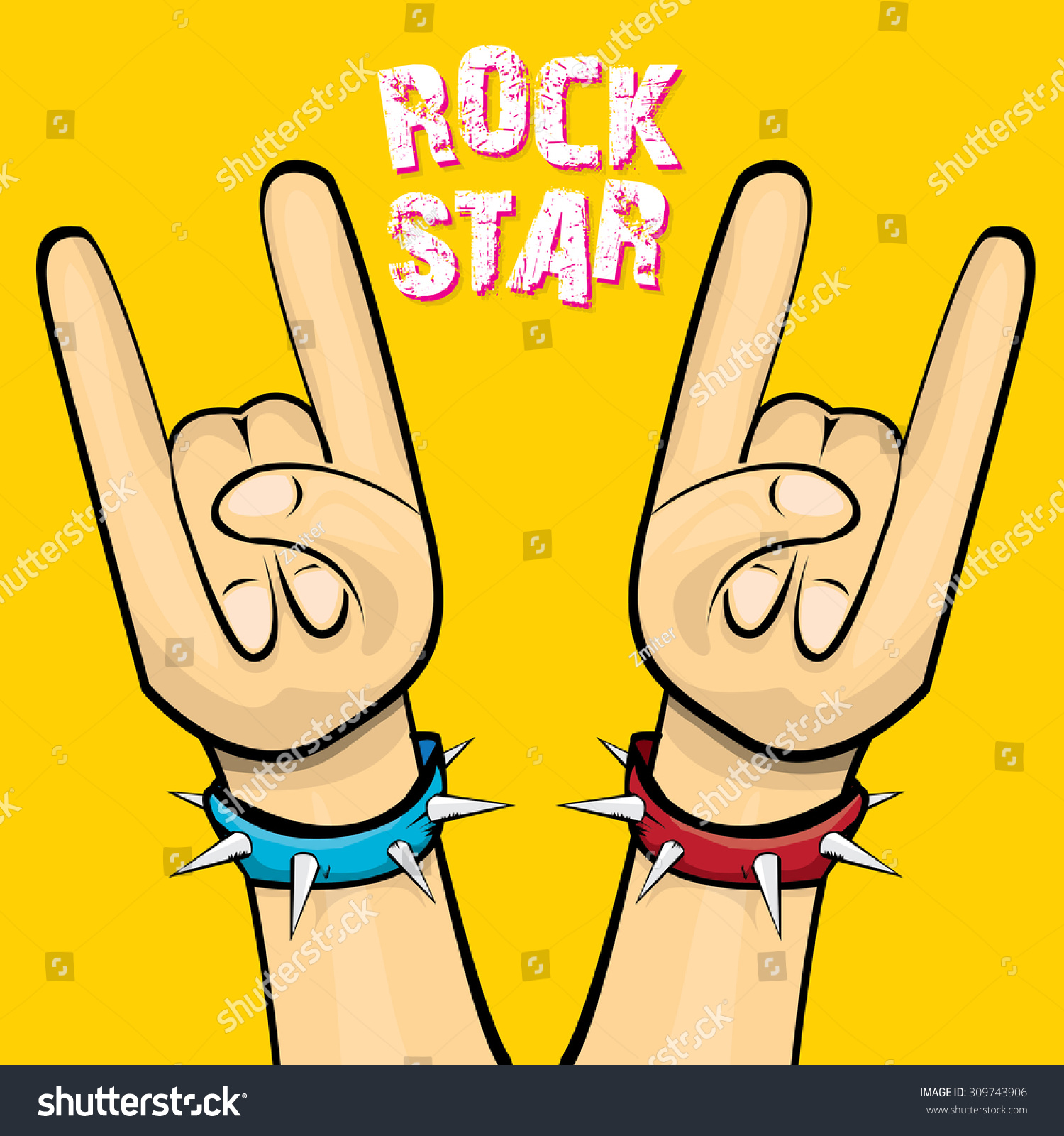 Vector Doodle Hand Sign Rock N Stock Vector (Royalty Free) 309743906 ...