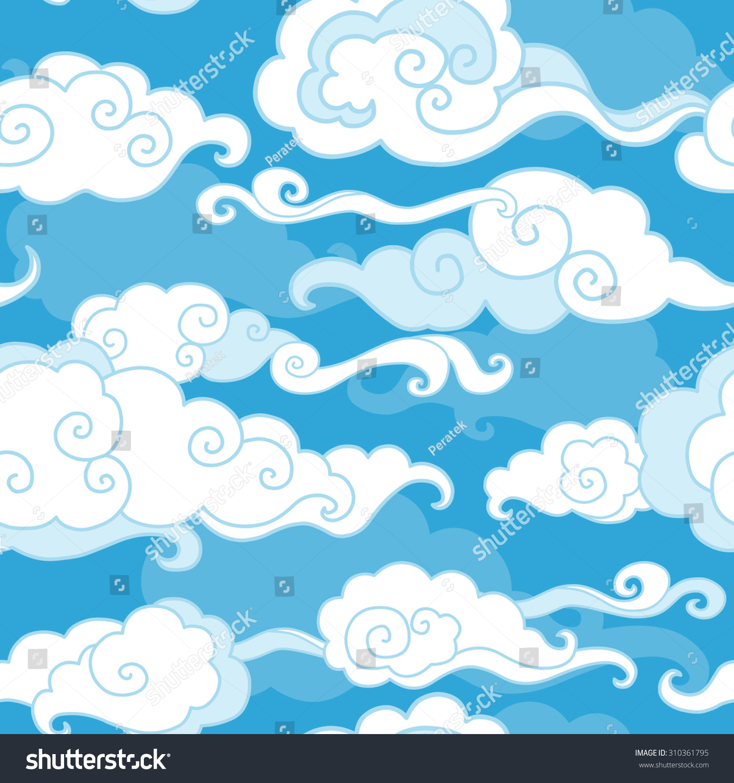 Traditional Oriental Ornament Clouds On Blue Stock Vector (Royalty Free ...