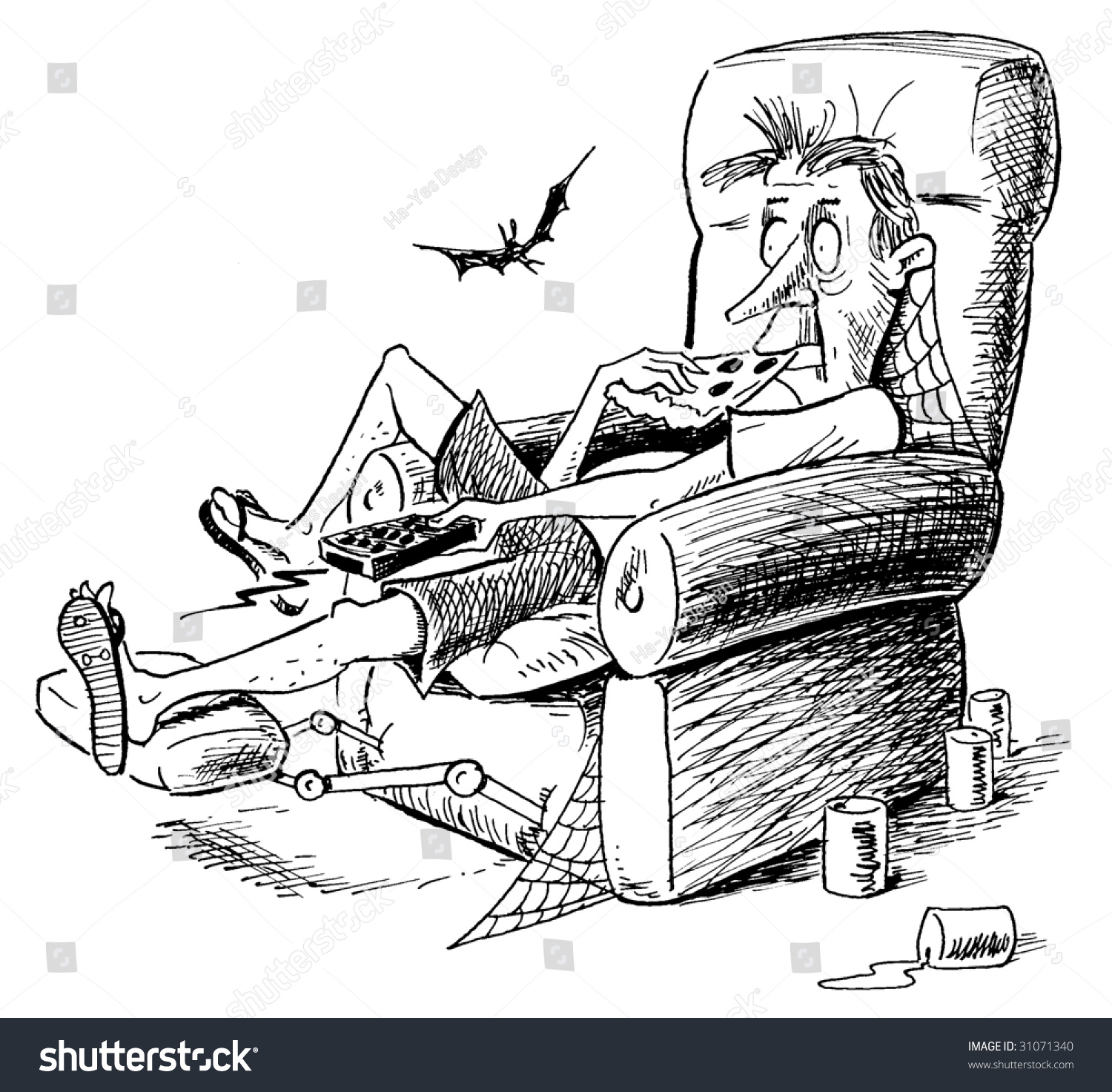 Lazy Guy Watching Tv Stock Illustration 31071340 | Shutterstock