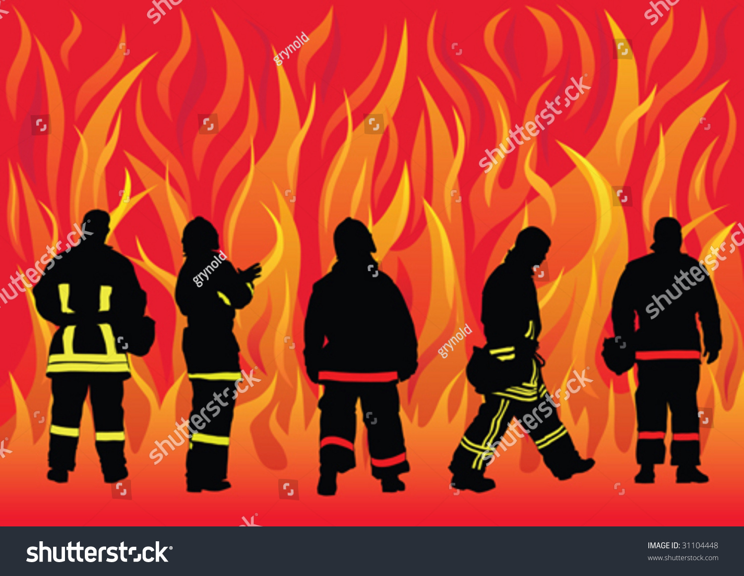 Пожарный на фоне огня плакат