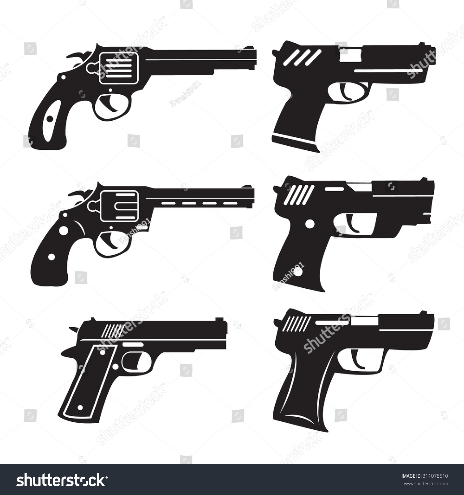 Pistol Guns Vector Set Stock Vector (Royalty Free) 311078510 | Shutterstock