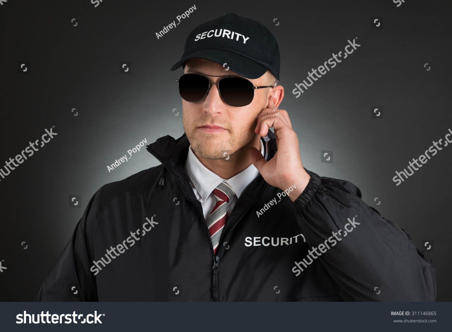 Secret Service Agent Listening Earpiece Over Stock Photo 311146865 ...