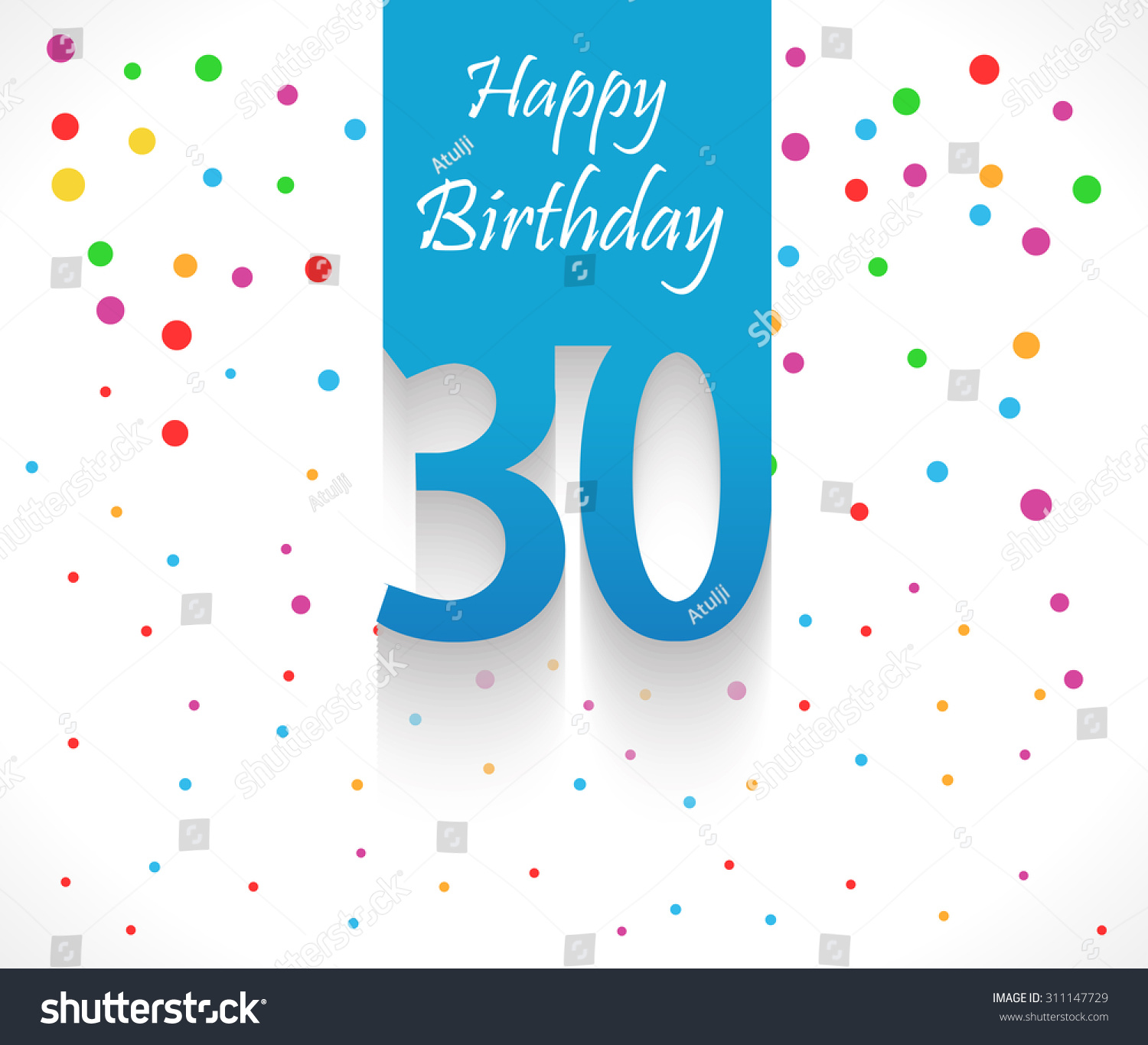 30 Years Happy Birthday Background Card Stock Vector (Royalty Free ...