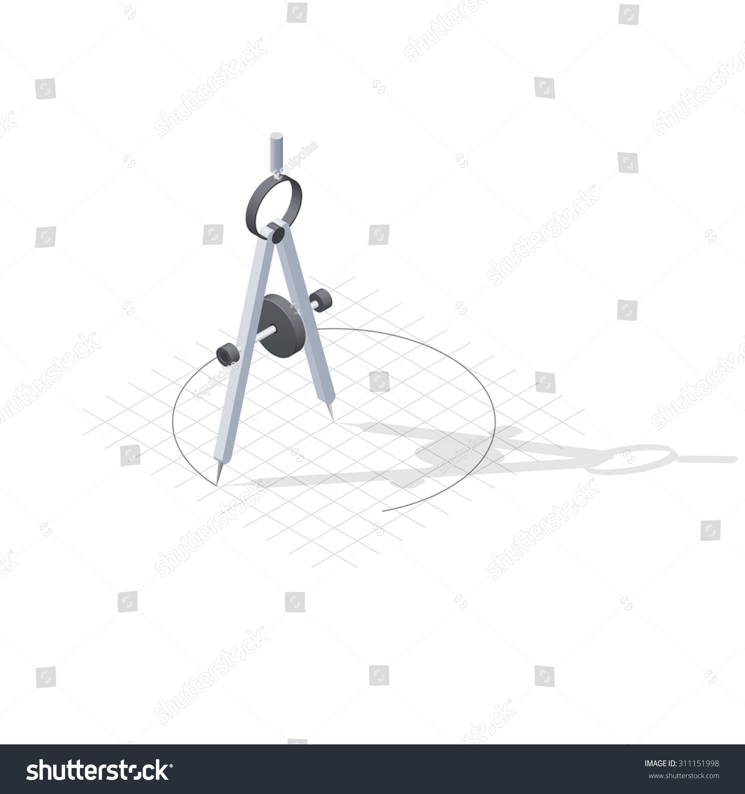 Compass Drawing Circle Detailed Isometric Icon Stock Vector (Royalty ...