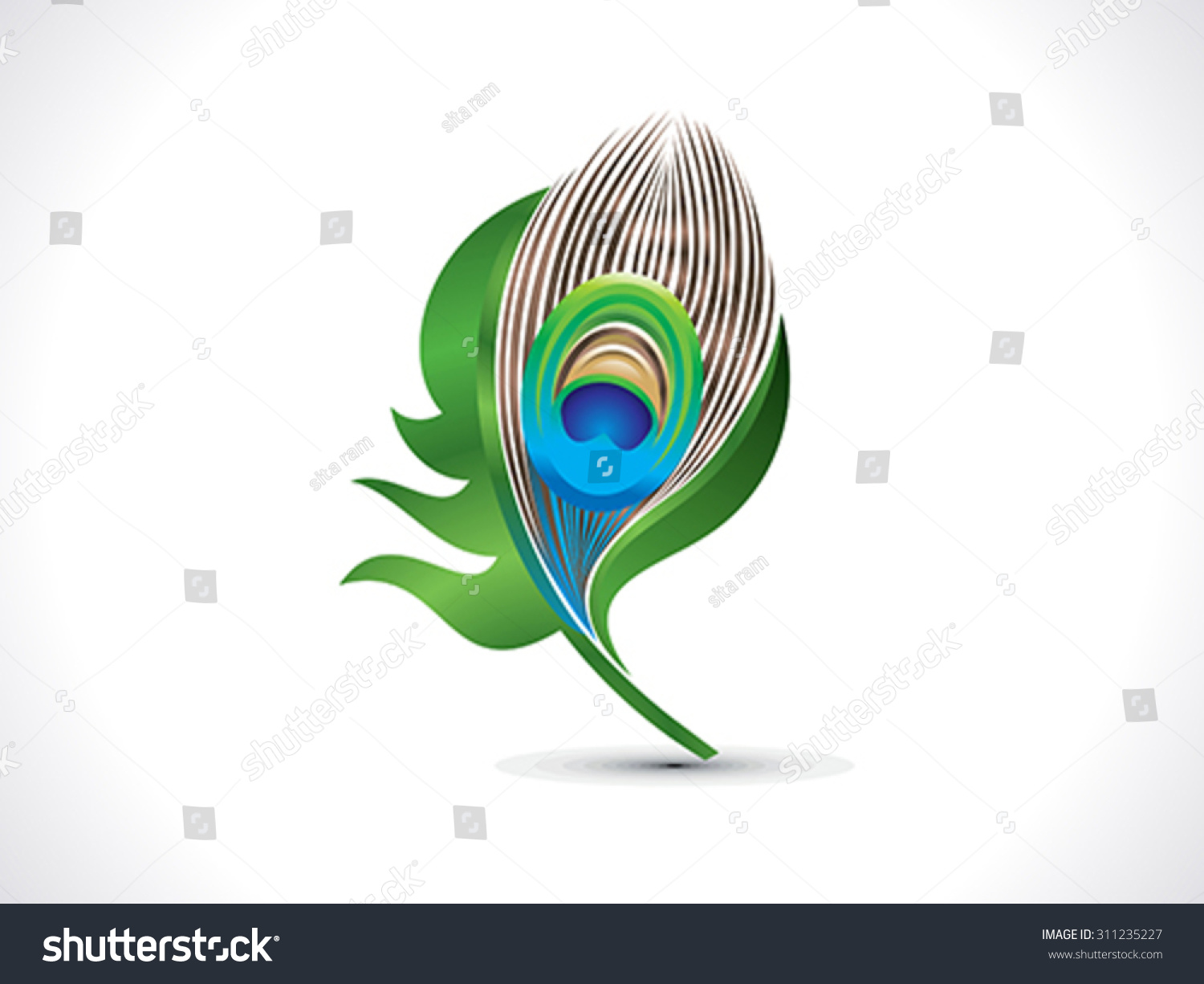 Abstract Artistic Green Peacock Feather Vector Stock Vector (Royalty ...