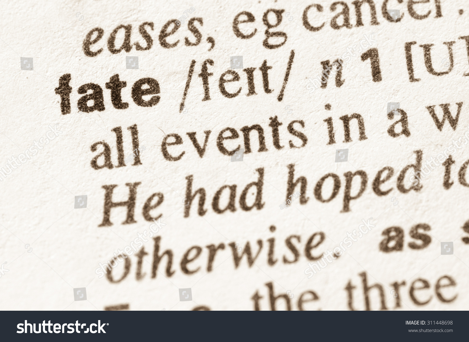 Definition Word Fate Dictionary Stock Photo 311448698 Shutterstock