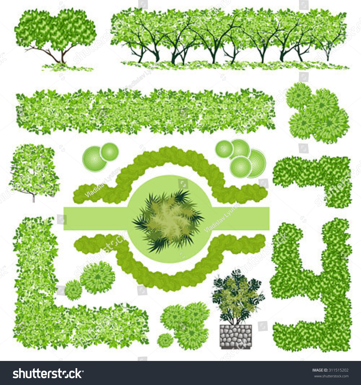 Trees Bush Item Top View Landscape Stock Vector Royalty Free 311515202 Shutterstock 0523