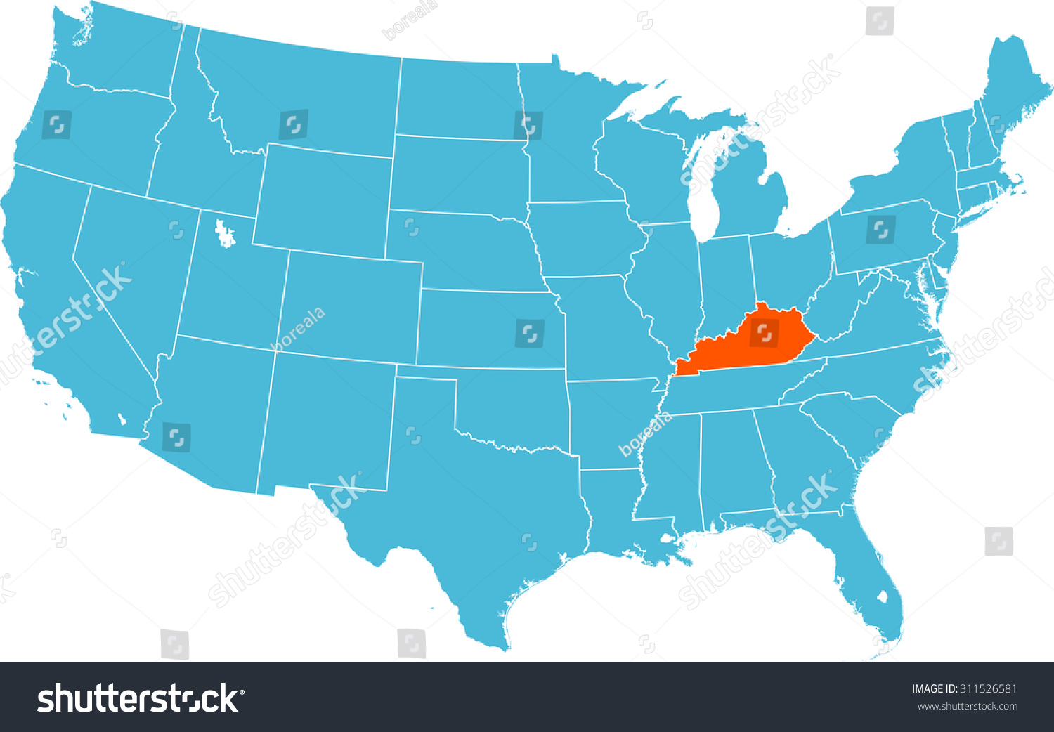 Map Kentucky Stock Vector (Royalty Free) 311526581 | Shutterstock