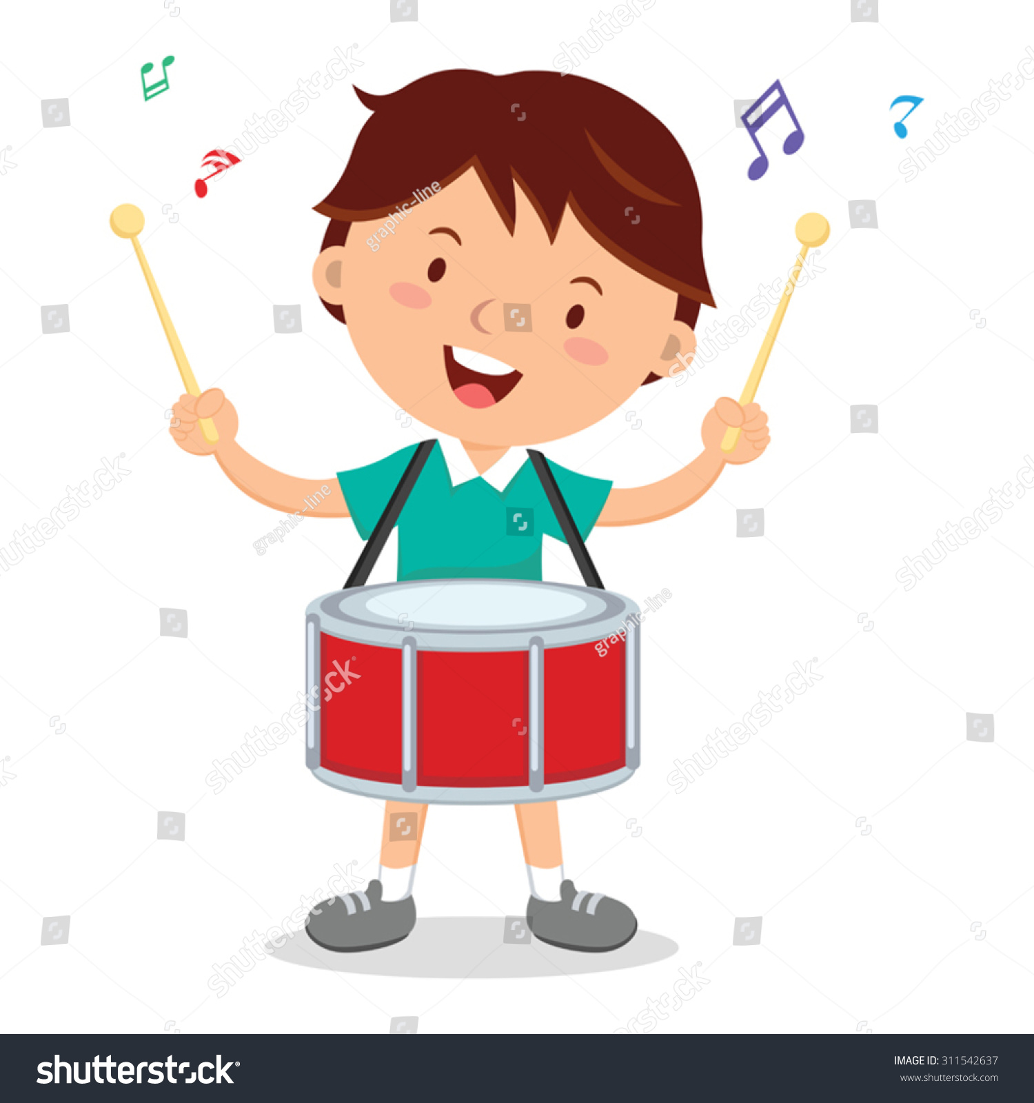小さなドラマーの女の子 ドラムを演奏する少女のベクターイラスト のベクター画像素材 ロイヤリティフリー Shutterstock