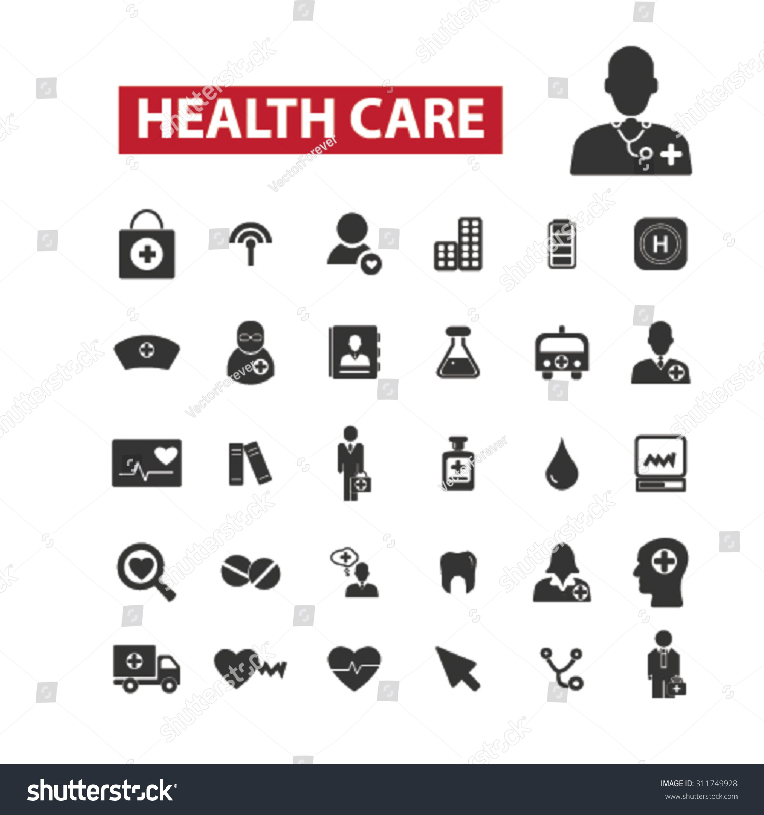 Health Care Black Isolated Concept Icons Stock Vector (Royalty Free ...